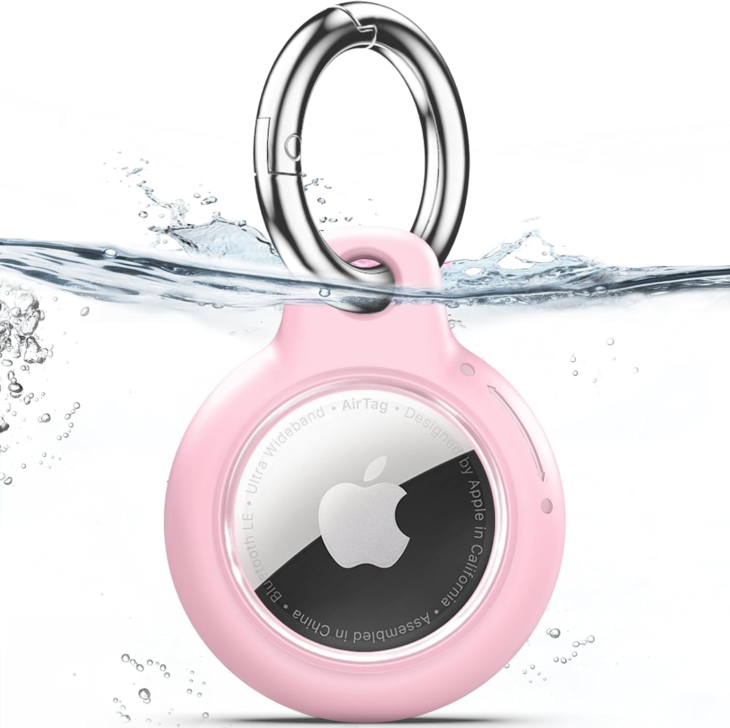 Compatible with Apple Airtags Keychain Waterproof Airtag Holder, Hard PC Airtag Case, Anti-Scratch and Shock Air Tag Holder, Airtags Accessories for Holder, Cover for Dog,Car Key,Luggage 【Rose Red】