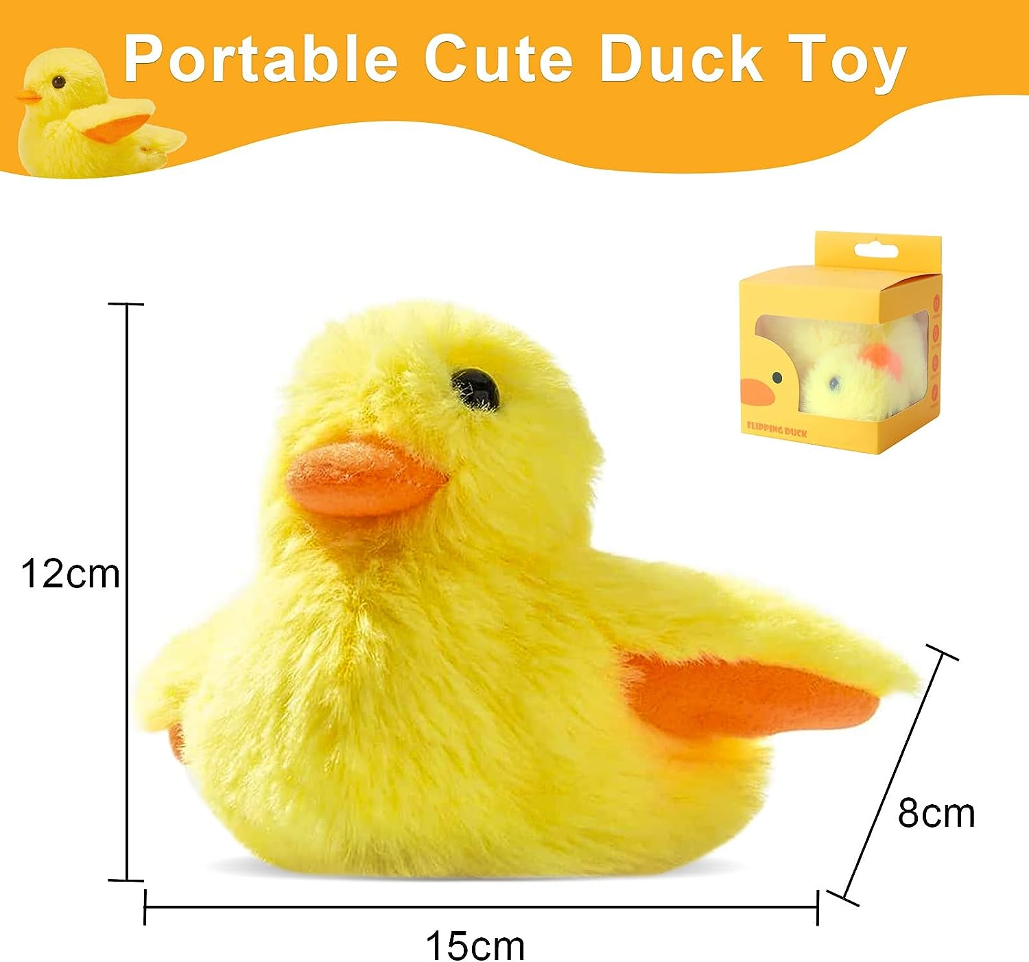 PAWCHIE Interactive Cat Toys Duck-Catnip Chew Toy,Usb Rechargeable Plush Duck Toy,Realistic Duck Quack and Electric Flapping Wings Duck Toy,For Cat Chewing, Kicking and Exercise (Yellow) image number 5