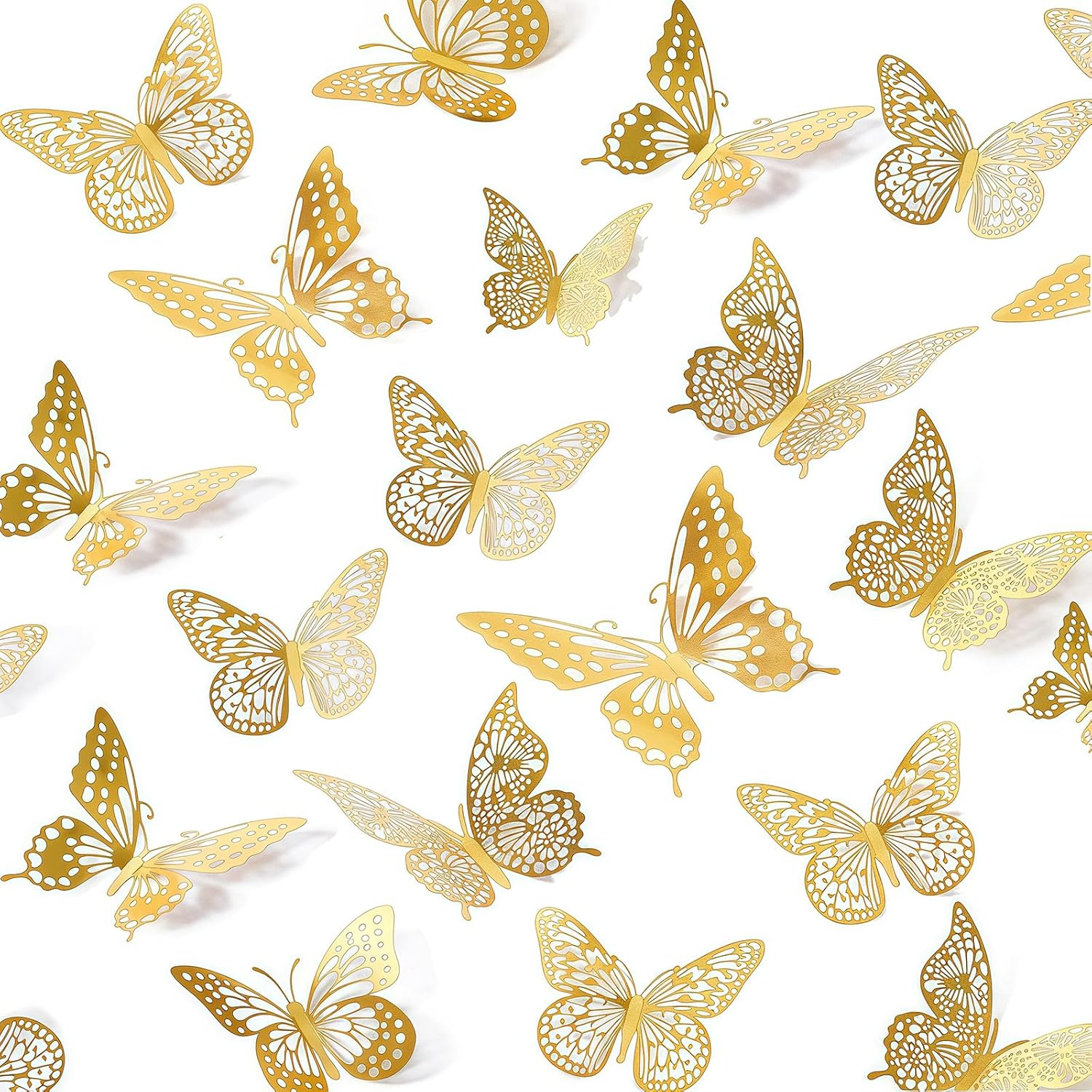 3D Butterfly Wall Decor 48 Pcs 4 Styles 3 Sizes-Butterfly Birthday Decorations&Butterfly Party Decorations&Butterfly Cake Decorations-Removable Pink Butterfly Decorations (Laser Pink)