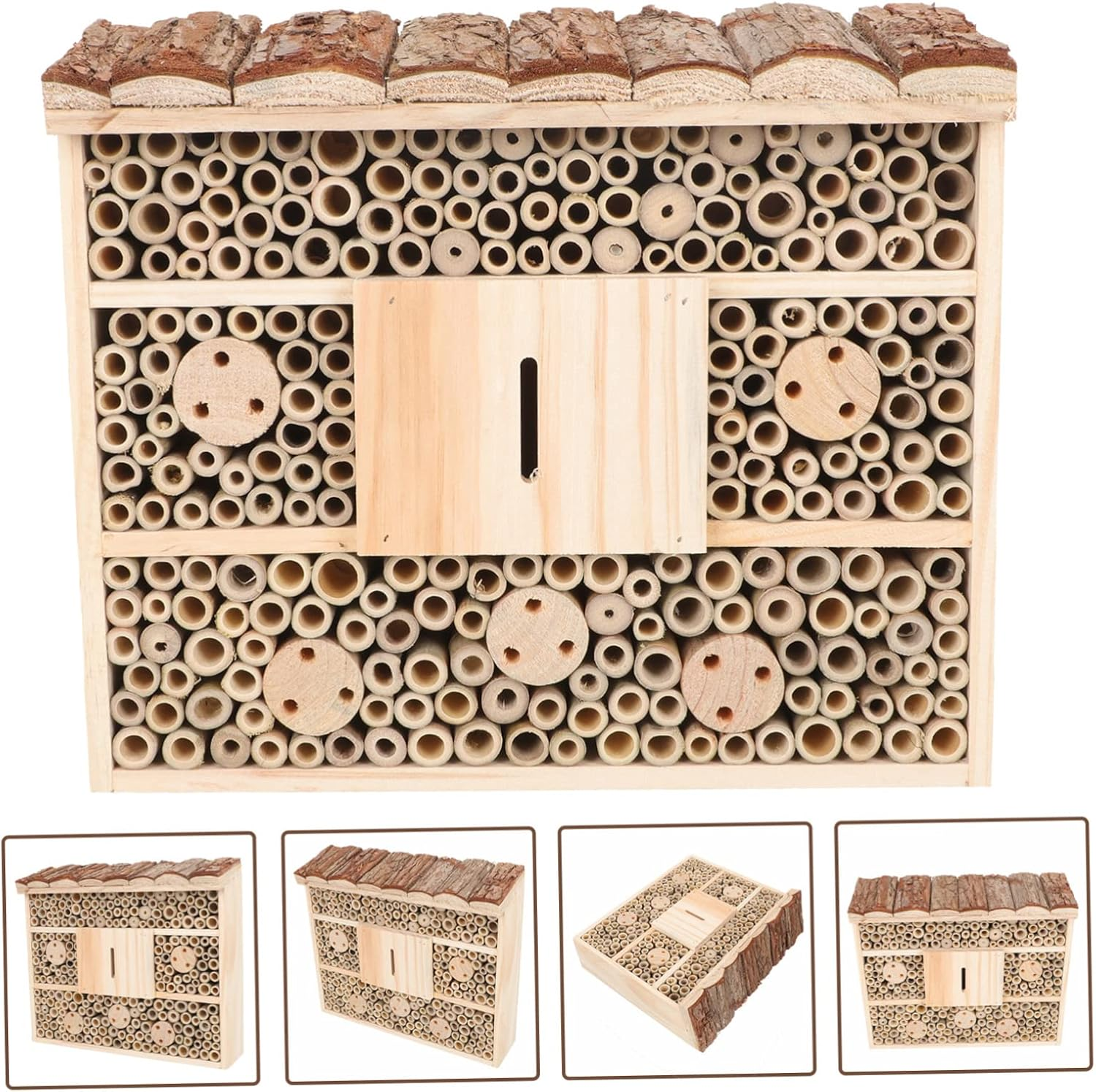 Yardwe Wooden Bee House Garden Ornament Outdoor Insect Cabin Shelter for Bees Ladybirds Safe Habitat Decorative Accent image number 5
