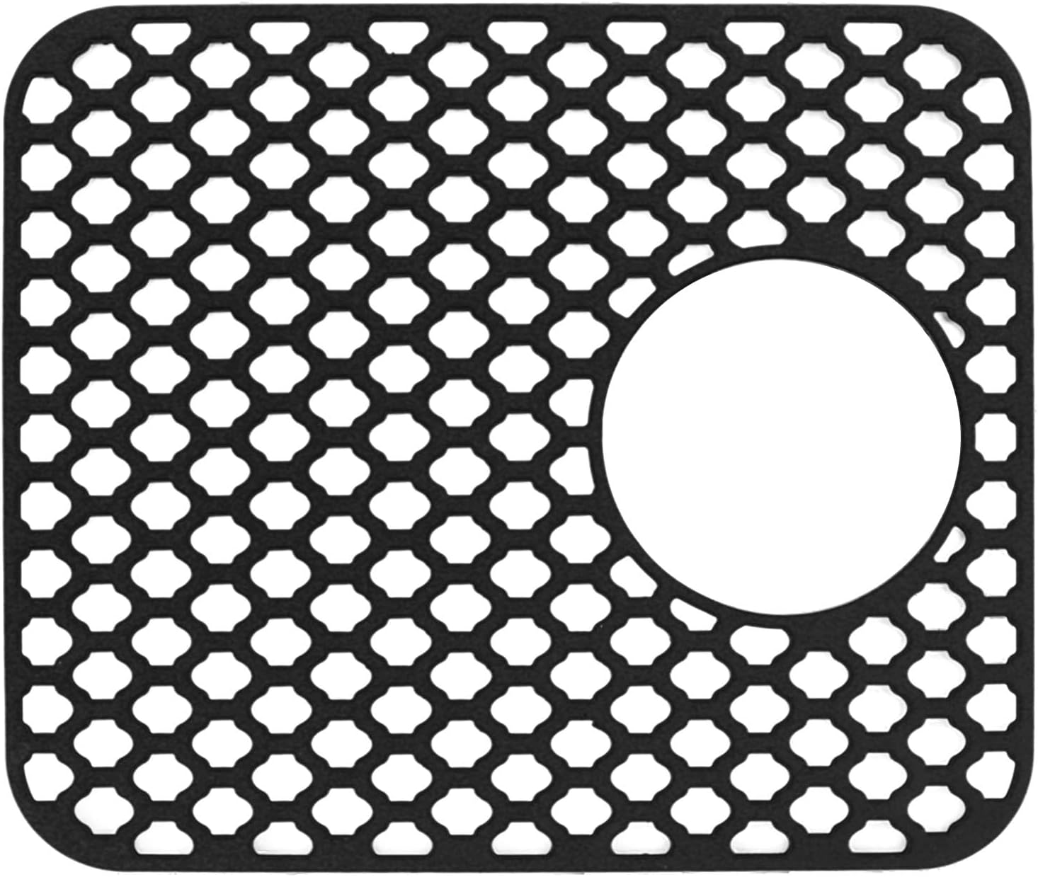 Silicone Sink Mat, 13.6 X 11.6 Kitchen Sink Protector Grid, Non Slip Sink Mats with 4.7 Rear Drain, Heat Resistant for Bottom of Farmhouse Stainless Steel Porcelain Sink (Grey)