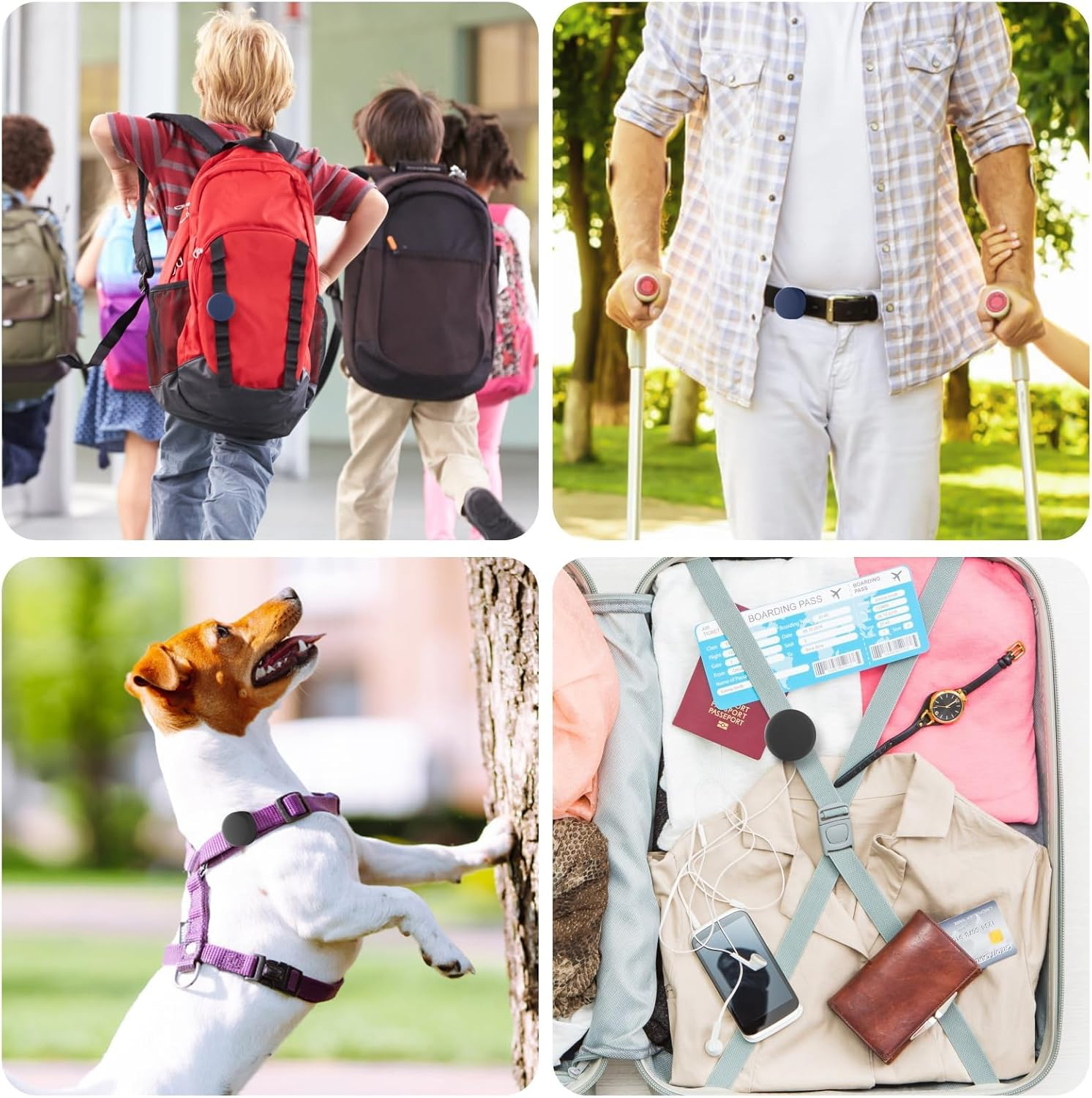 Hidden Silicone Air Tag Case Holder for Children Shoes Shoestring Accessories, Waterproof GPS Tracker Covers for Backpack, Pet, Dog, Cat Collar (Black, Blue, Pink Purple) image number 1