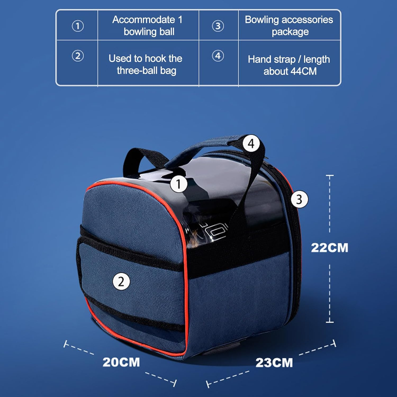 Bowling Tote Bag - 20 X 23 X 22 Cm, Portable Tote Bag, 1680 Fabric Holder, Sturdy Bag with Padded Handle, Secure Base | Lightweight Storage for Players and Athletes on Travel image number 6