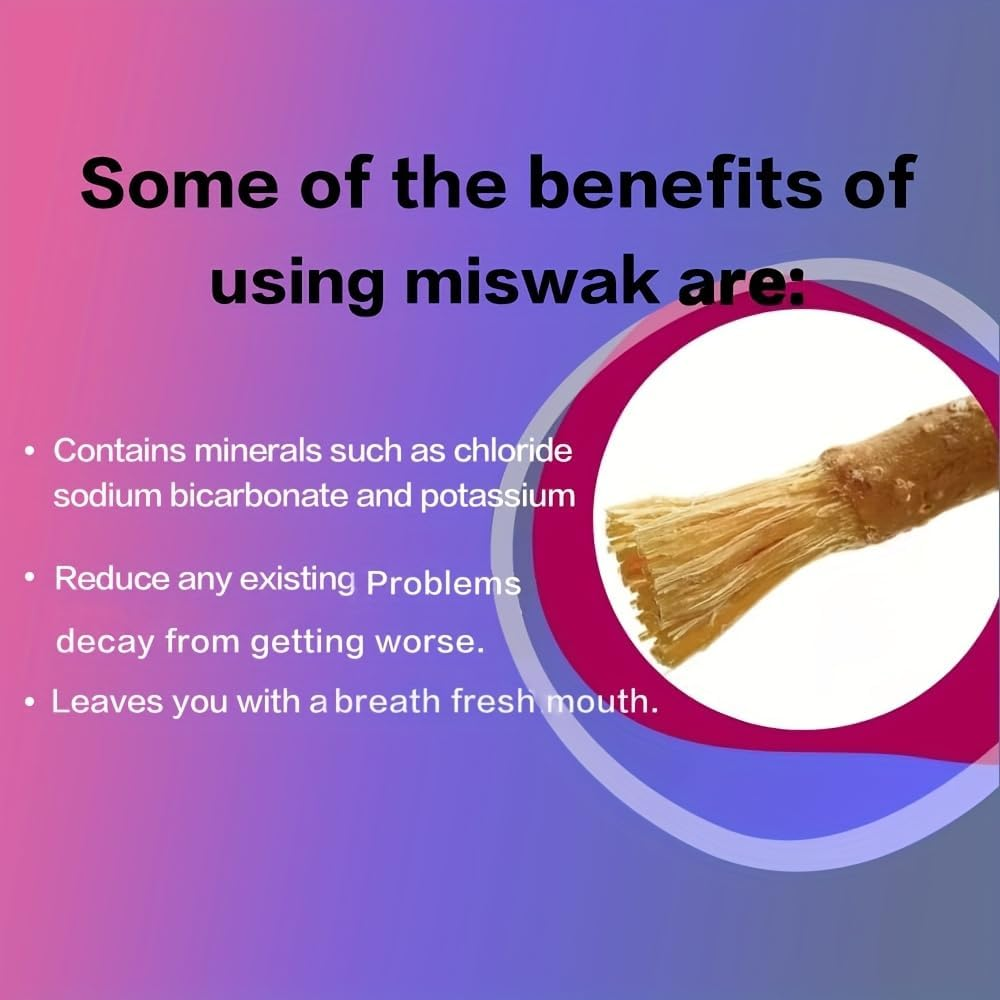 12 Pack Natural Miswak Toothbrush - Vacuum Sealed Traditional Toothbrush Stick - for Healthy Teeths,Gums and Fresh Breath (Mint Flavor) image number 3