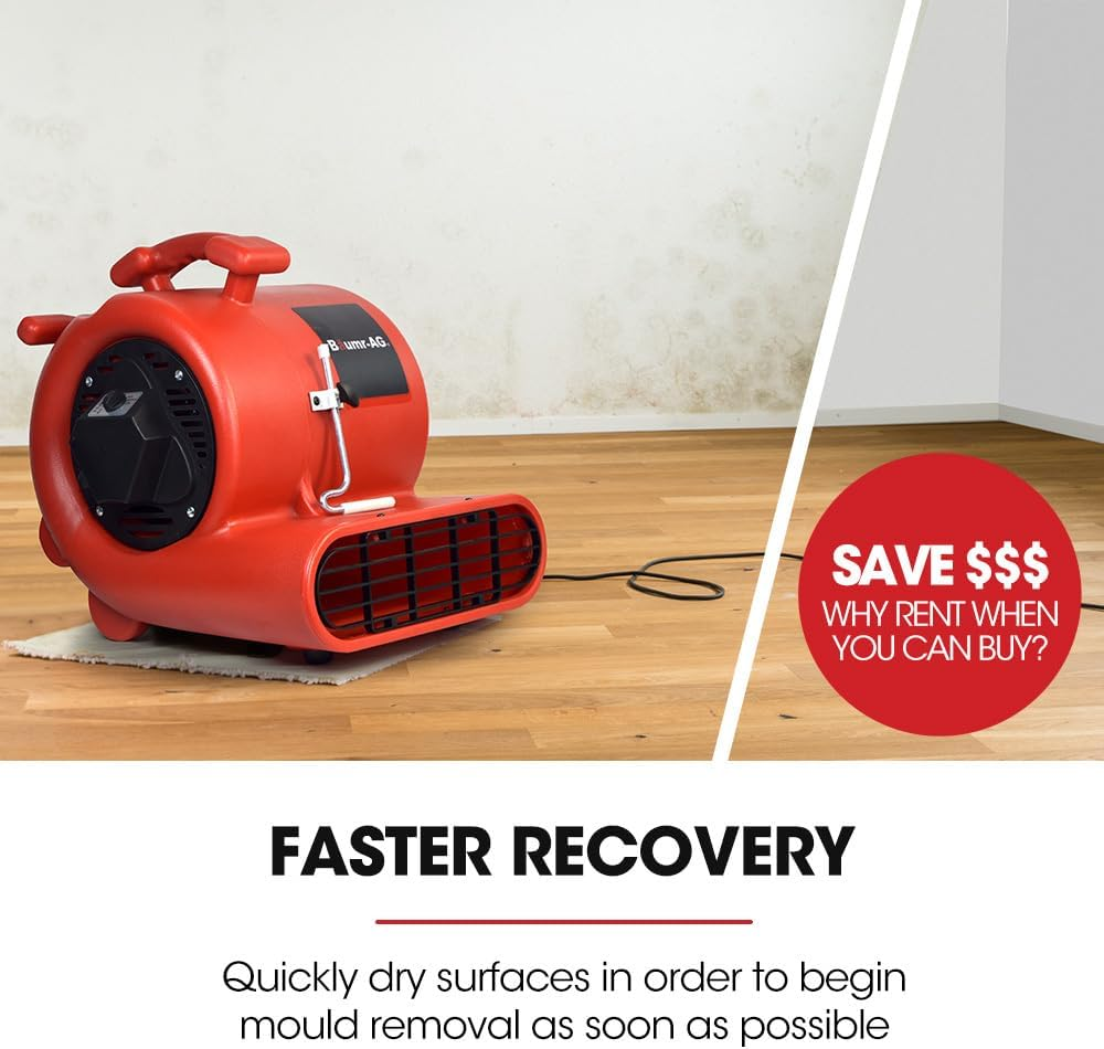 Baumr-Ag Carpet Floor Dryer Air Mover Blower Fan, 3-Speed, 1300CFM, Commercial/Home image number 5