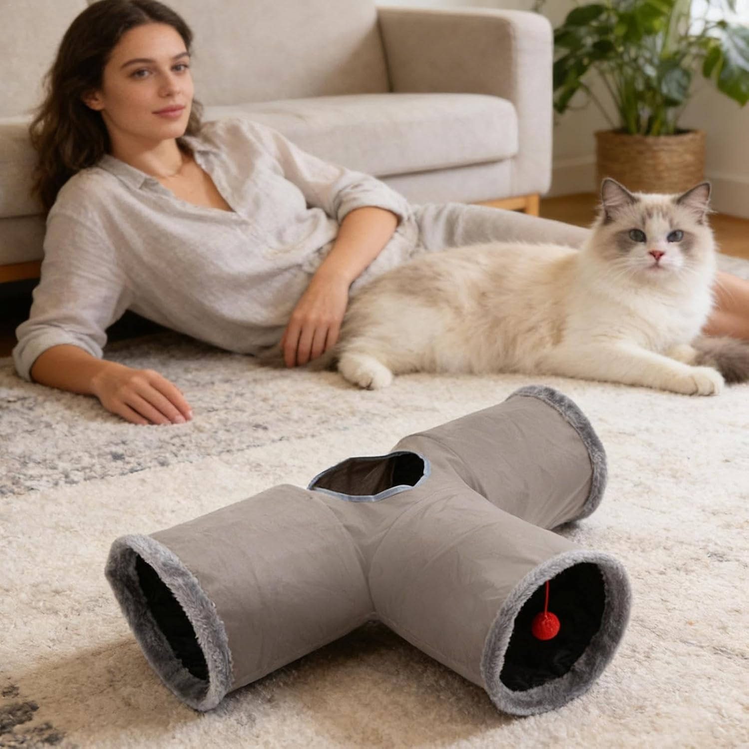 Cat Tunnel Bed - Interactive Foldable Maze Toy | Flexible Maze for Indoor Cats,For Kitten Pet Christmas Halloween Birthday Party