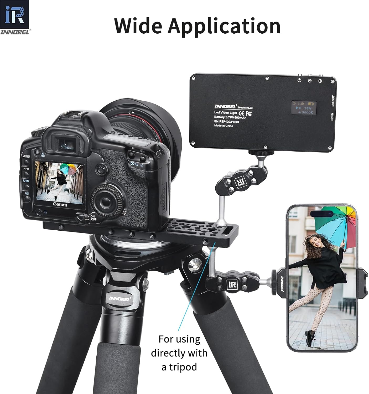 INNOREL CP2005 20 * 5Cm Multi-Functional Cheese Plate with 1/4" & 3/8" Threads, Switching Mounting Plate with Built-In ARRI Locating Holes for Camera and Tripod image number 6