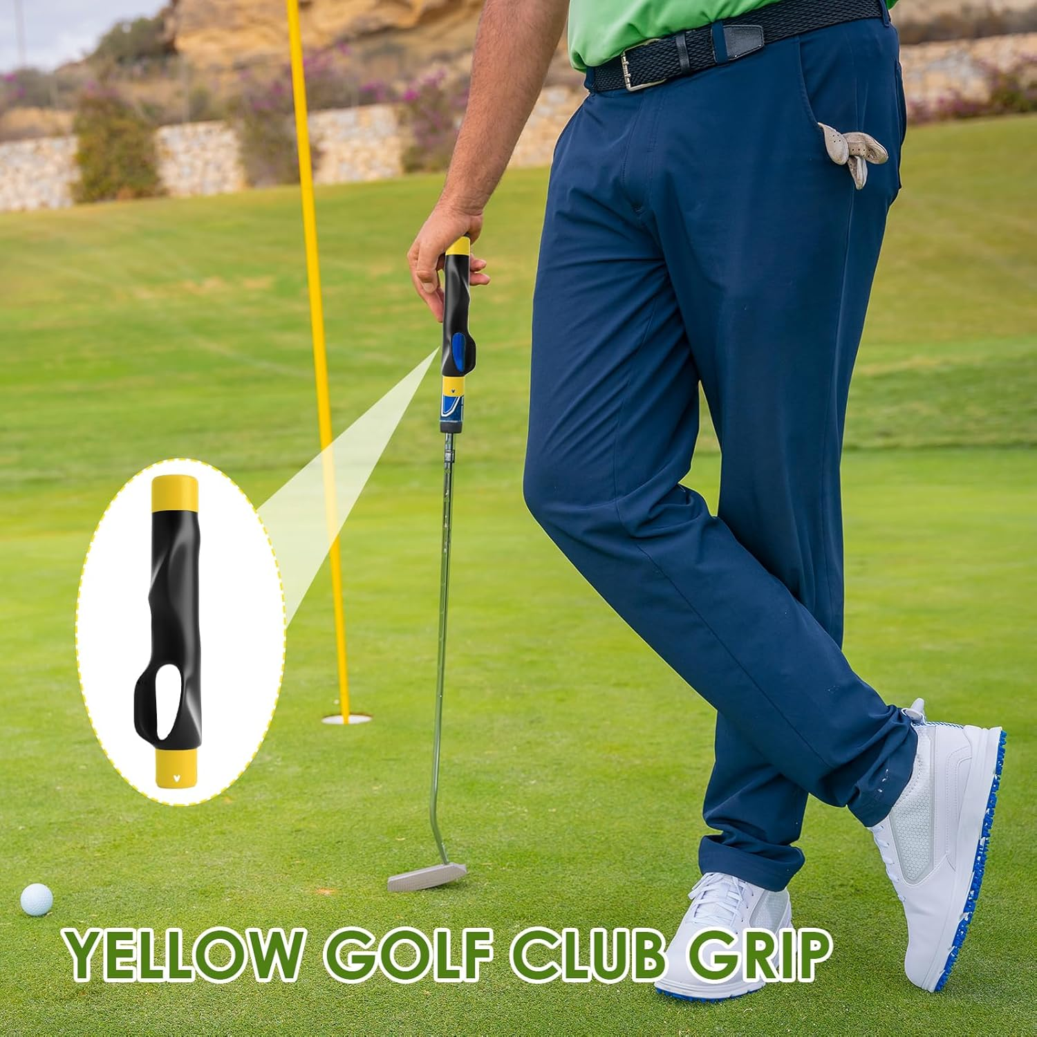 Bushhaven Golf Grip Trainer, Yellow Professional Golf Training Aid for Indoor & Outdoor Practice, Ideal Golf Club Attachment for Beginners & Advanced Players to Correct Hand Positioning image number 3