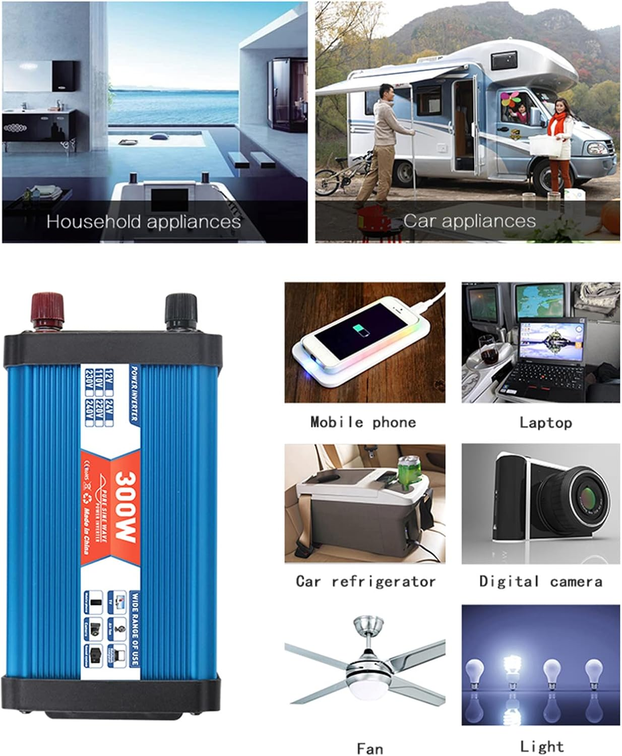 Solar Power Inverter Sine Wave Power Inverter 500W DC 12V to AC 220V-240V Dual USB Port with Digital Display image number 6