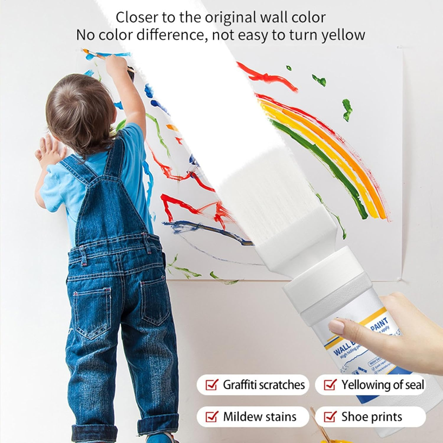 Wall Repair Paste, Safe Wall Paint, Home Wall Repair Kit, White Ceiling Paint, Wall Touch-Up Paint, Wall Painting Paste, Stain Remover Wall Paint, Home Wall Repair Paste, Wall Paint with Brush, Ceilin image number 2