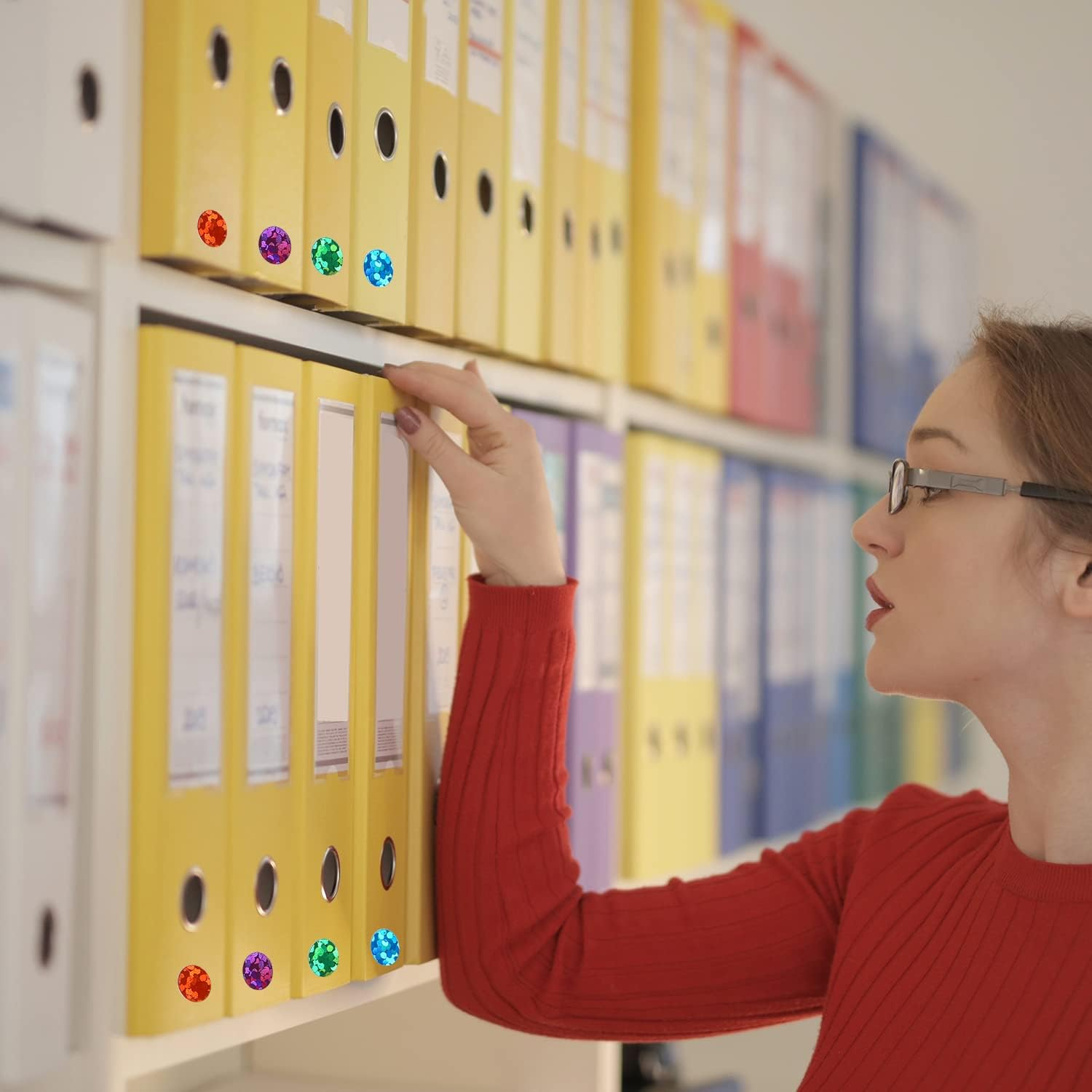 Pack of 3520 Shiny Circle Dot Stickers - 16 Colours Sparkle Coding Labels, Small round Laser Colourful Stickers for Classroom, Office, DIY image number 6