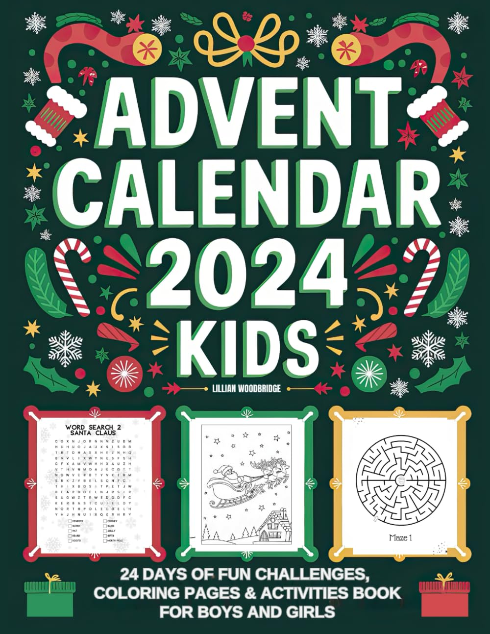 Advent Calendar 2024 Kids: 24 Days of Fun Challenges, Coloring Pages & Activities Book for Boys and Girls image number 1