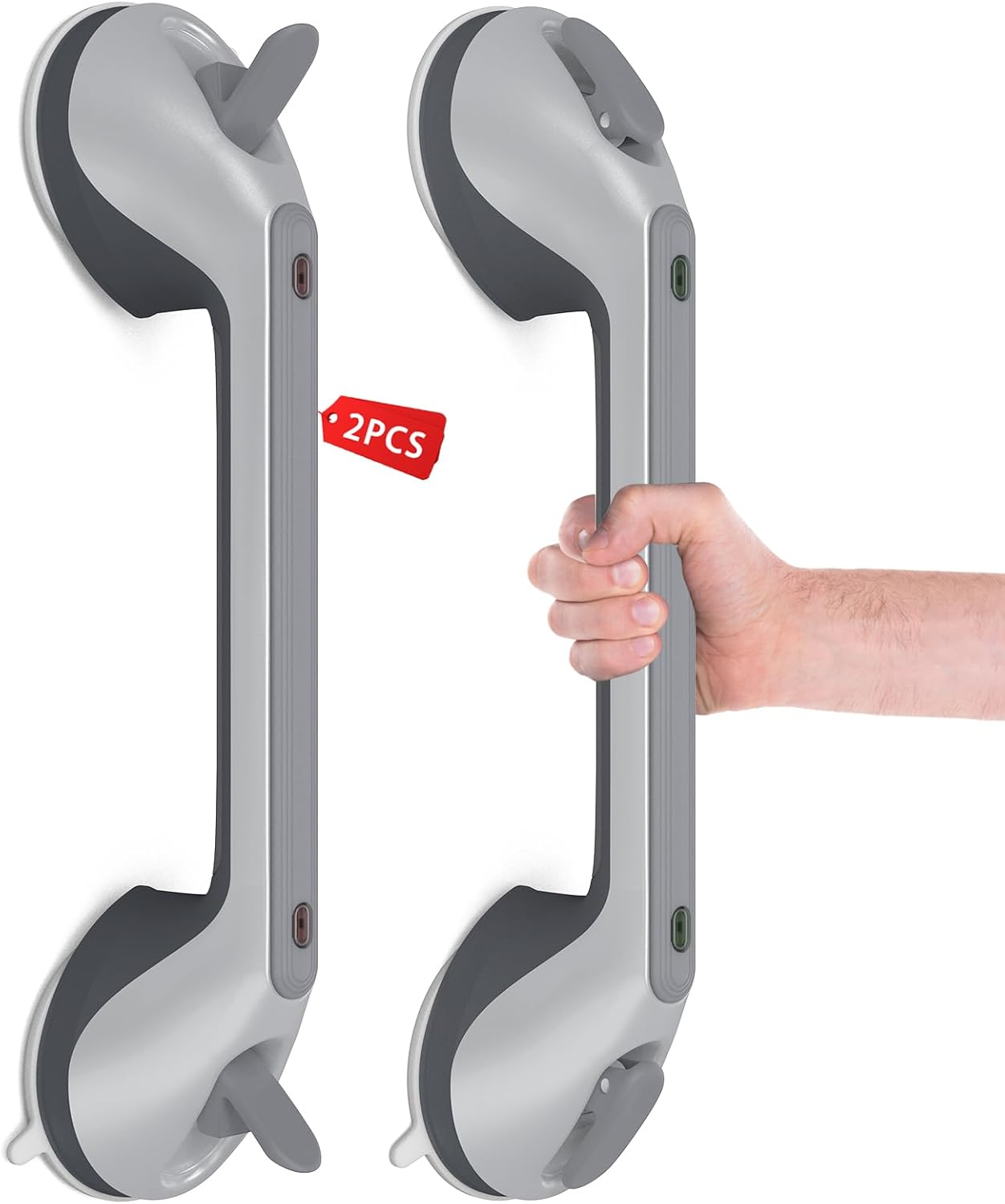 Grab Rail Shower Grab Bars for Seniors, 2 X 16 Inch Grab Rail with Suction Cup for Elderly, Mobile Bathroom Grab Handle, Non-Slip Suction Cup for Bathroom, Toilet, No Drilling, Shower Grab image number 5
