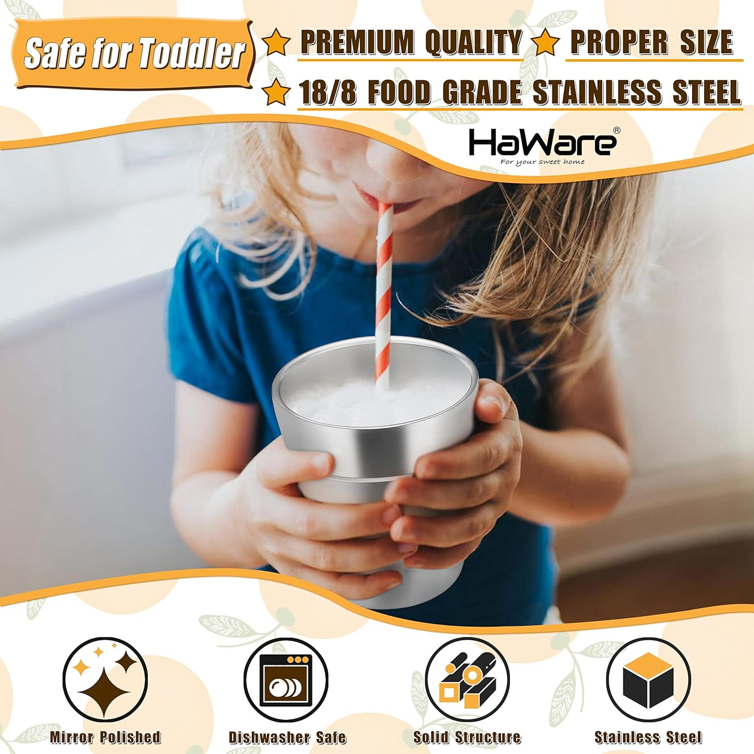 Haware Metal Cups for Toddlers Kids, 6 Ounce Stainless Steel Double Wall Insulated Tumblers, Espresso Cups Mugs, Stackable Drinking Glasses for Party Camping Outdoor, Dishwasher Safe - 4 Packs image number 5