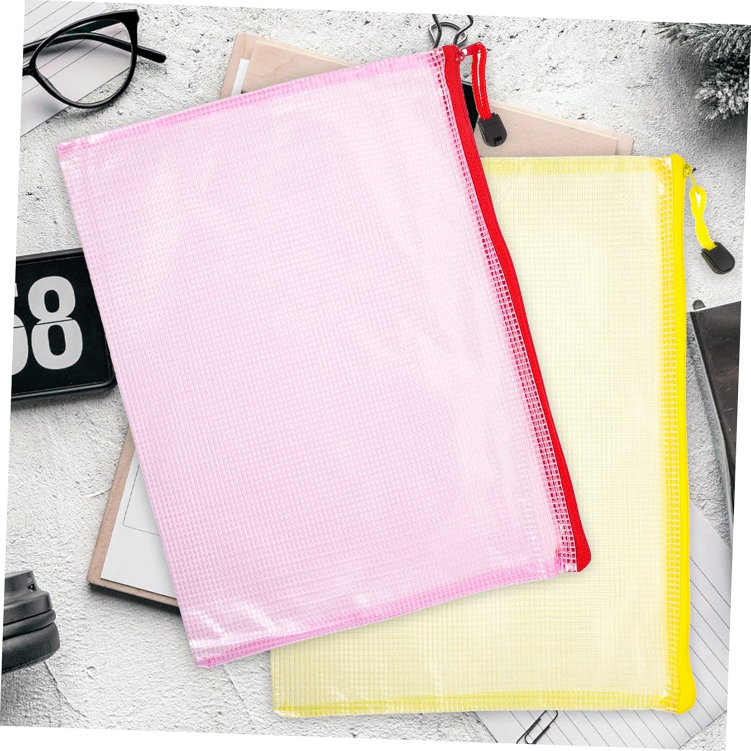 TOGEVAL 12Pcs A4 Zipper File Pouches Waterproof Thickened Document Organizers Stationery Storage Bags for Office School Receipt and Paper Folder image number 1