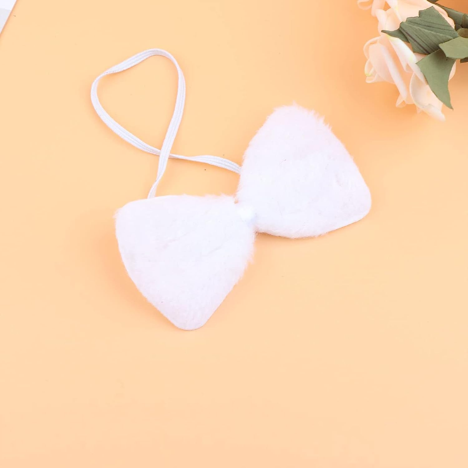 Aoozleny Bunny Rabbit Costume Set, Ears Headband Bow Ties Tail Set for Halloween Christmas Cosplay Party Costume Assesories - White image number 5