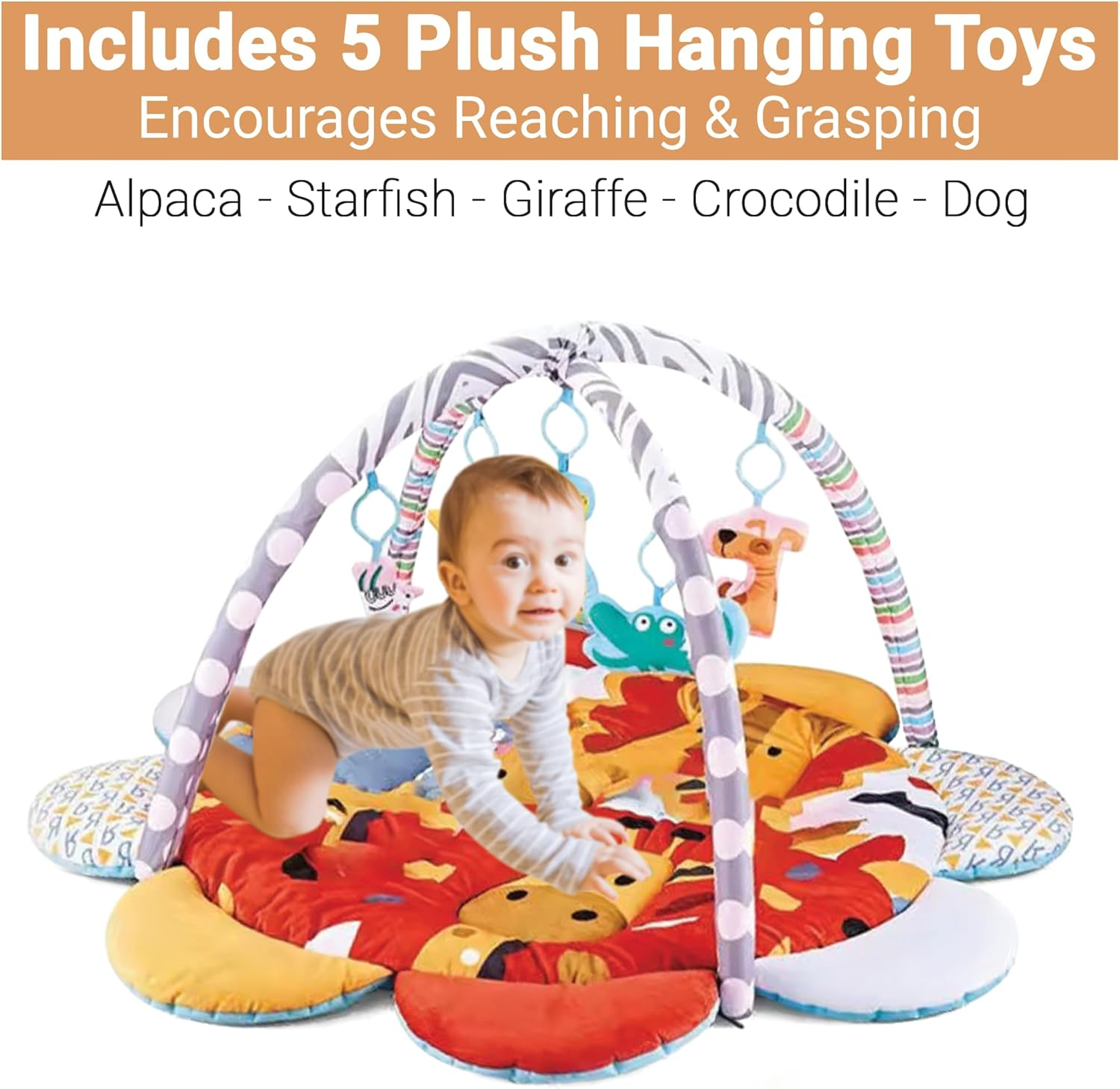 Baby(Giraffe) Play Mat with 20 Ocean Balls Soft Padded Activity Gym for Tummy Time| Colorful Animal Theme &ndash; for Infants and Toddlers image number 3