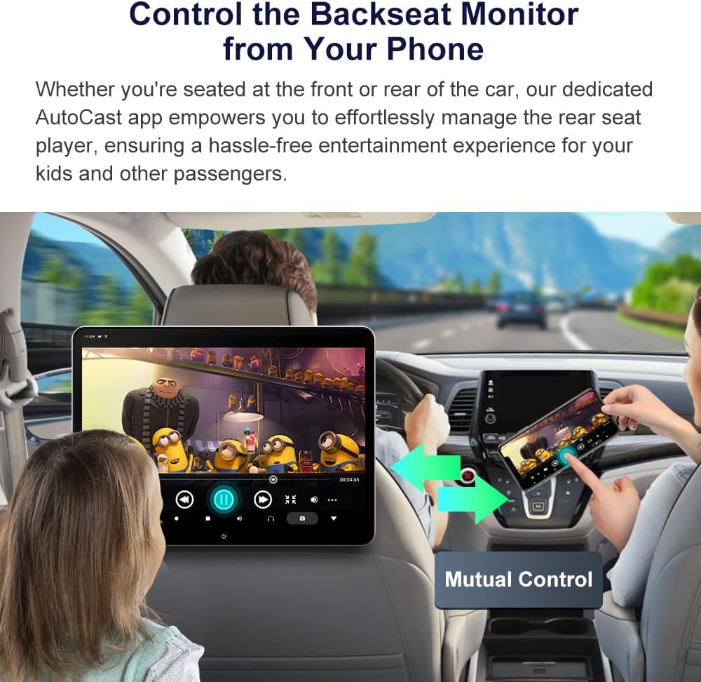 XTRONS 14 Inch Rotatable IPS Car Touch Screen Car Headrest Monitor, Android 11 Car TV Tablet for Back Seat, Car Video Player Portable TV for Car, Support Netflix/Youtube, 4K Video, Wifi, HDMI