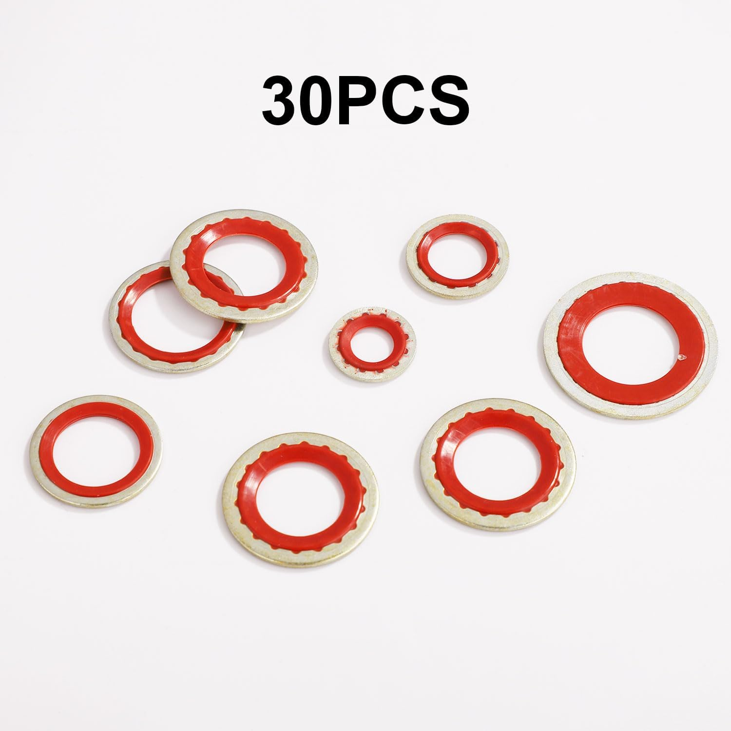30Pcs Car AC Compressor Gaskets, Leakproof AC Port Seal Washer Multi-Specification Car AC Compressor O-Ring Gasket Seals for Most Car Models (Red)