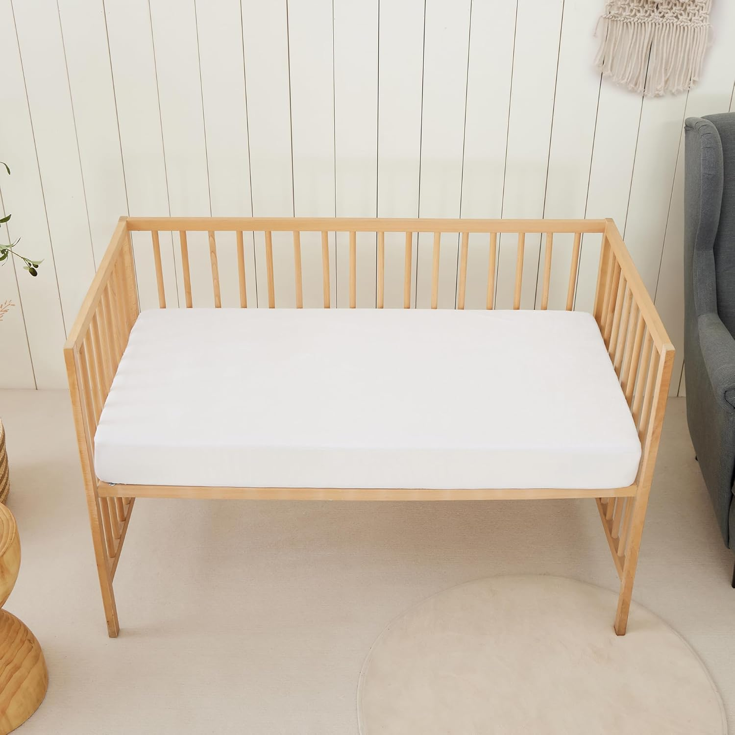 Dreamaker 150GSM Bamboo Terry Cot Waterproof Mattress Protector Comfortable Breathable Cover Natural Bamboo Helps to Regulate Temperature and Absorbs Moisture | Elastic Fitted White - Standard Cot image number 1