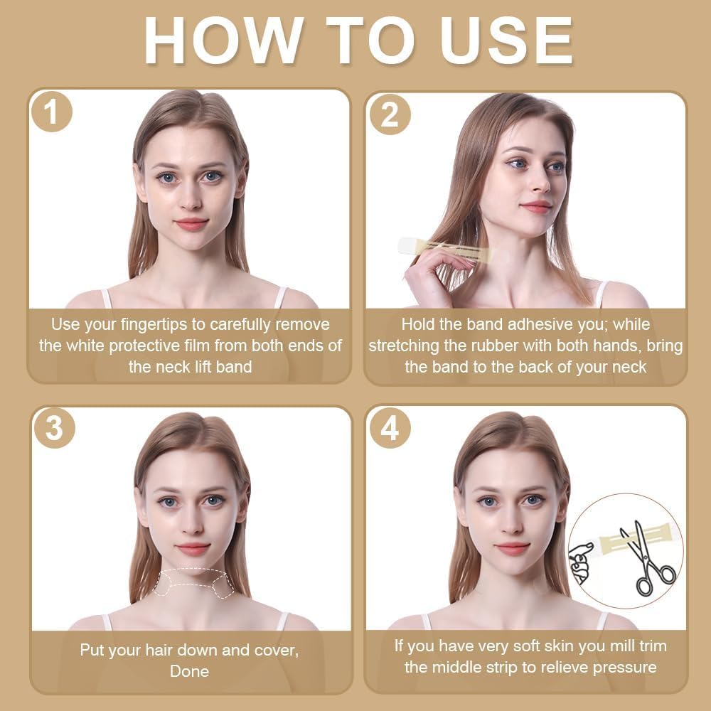 48 Pcs Neck and Face Lift Tape Invisible, 8 Pcs Neck Lifting Tape Invisible 20 Replacement Patches Face Tapes Seamless Waterproof Tapes for Daily Lifting Sagging Skin Firming Face Double Chin image number 6