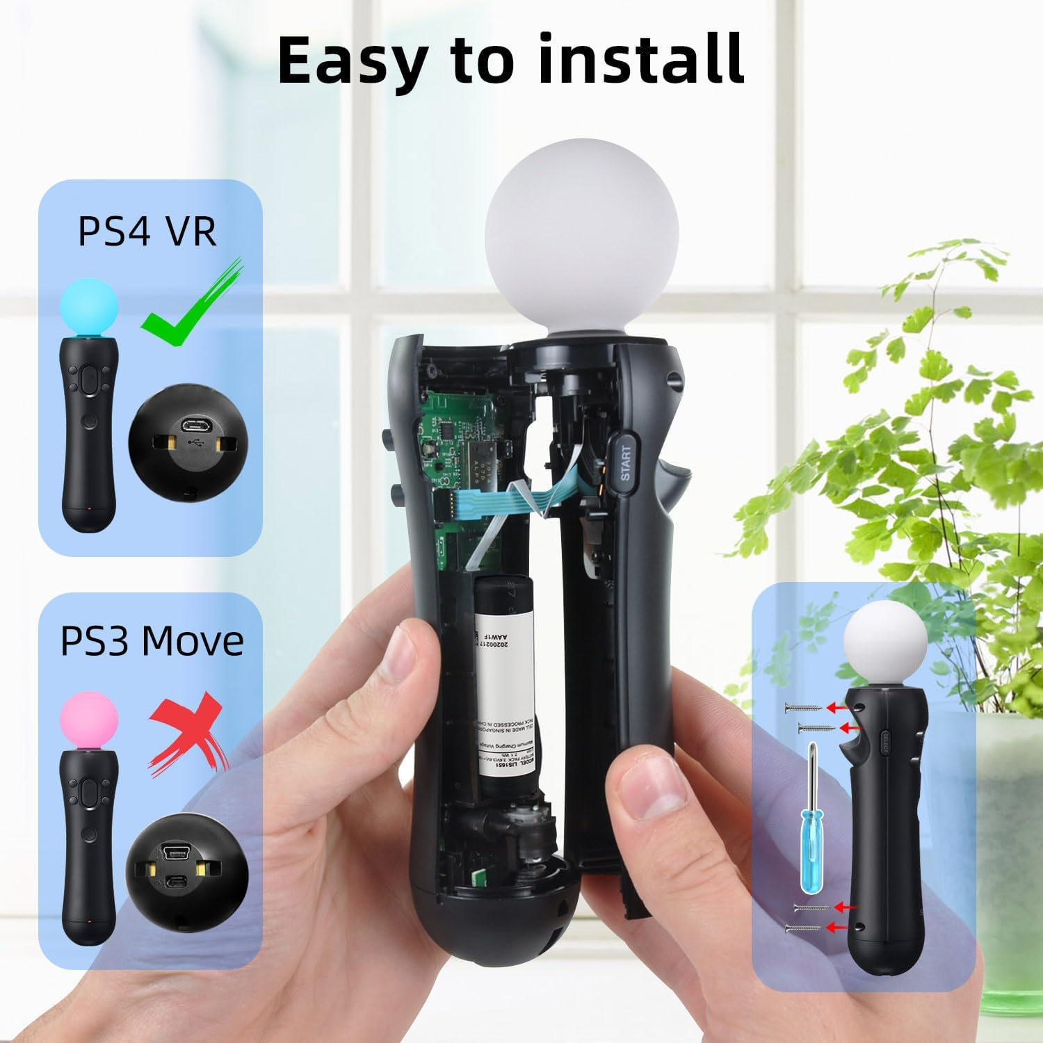 OSTENT 1960Mah Li-Ion Battery Pack Rechargeable Lithium-Ion Replacement for Sony PS4 VR Motion Controller image number 2