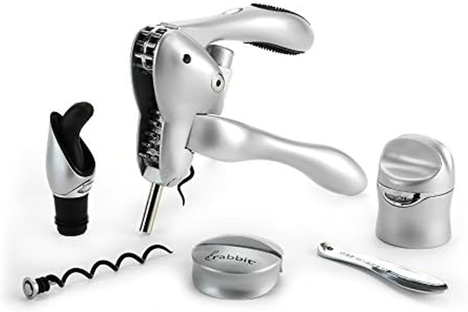 Rabbit 6-Piece Black Polycarbonate Wine Tool Kit