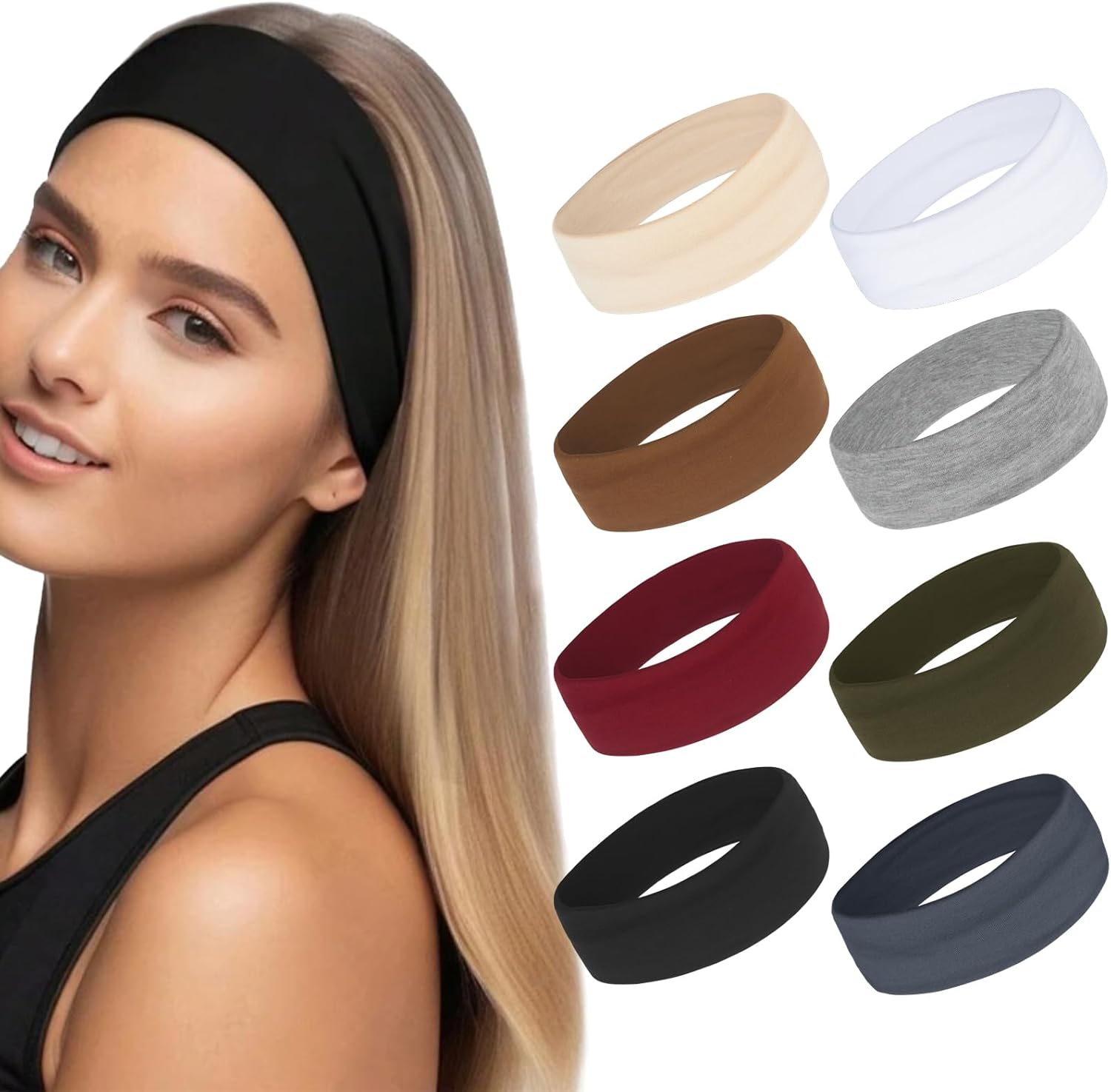 Headbands for Women Non Slip Women Sport Headbands, Sweat Headbands for Workout Yoga Running, Stretchy Hair Bands for Women'S Hair