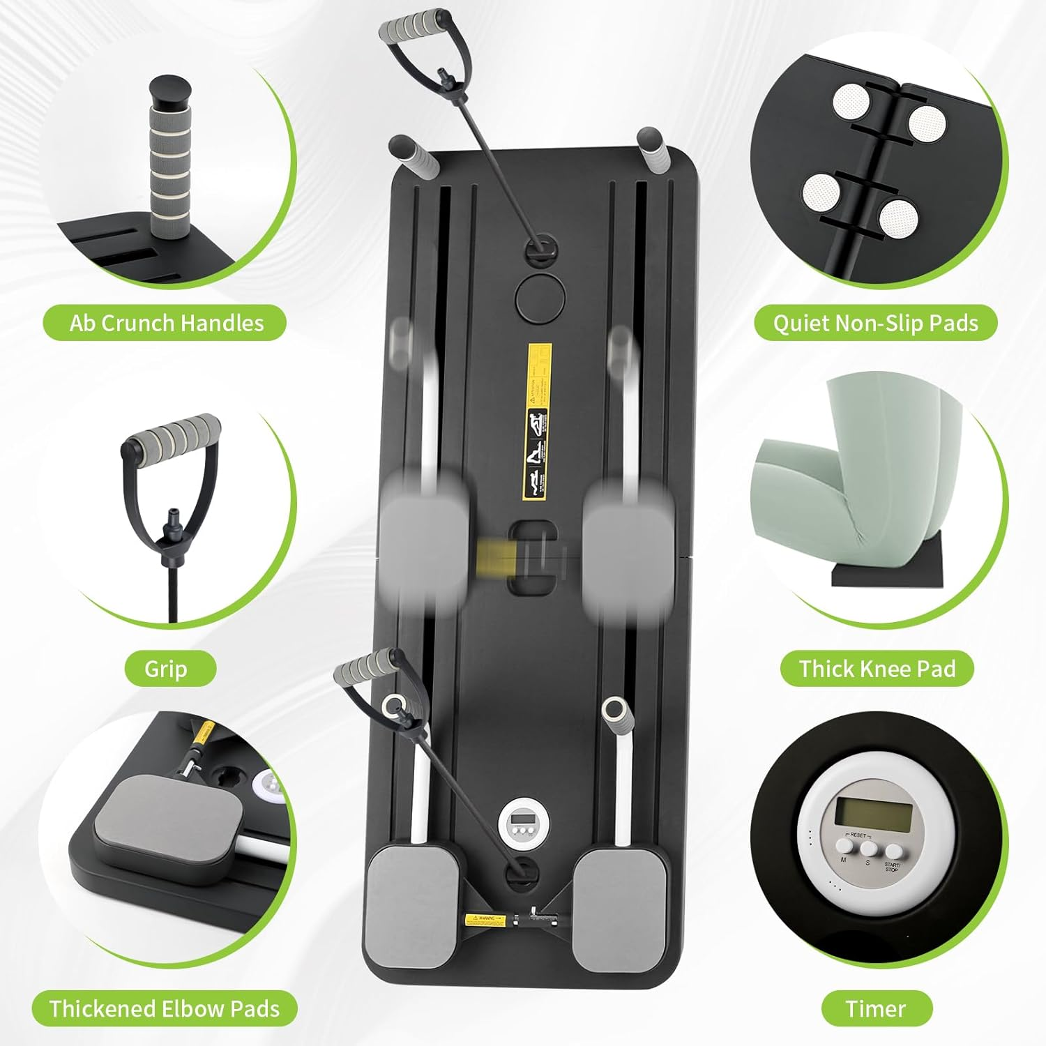 Cabalwrpi Pilates Board for Home, 2025 Reformer Pilates Machine, Multifunctional Foldable Workout Equipment for Indoor and Outdoor Full Body Train, Black