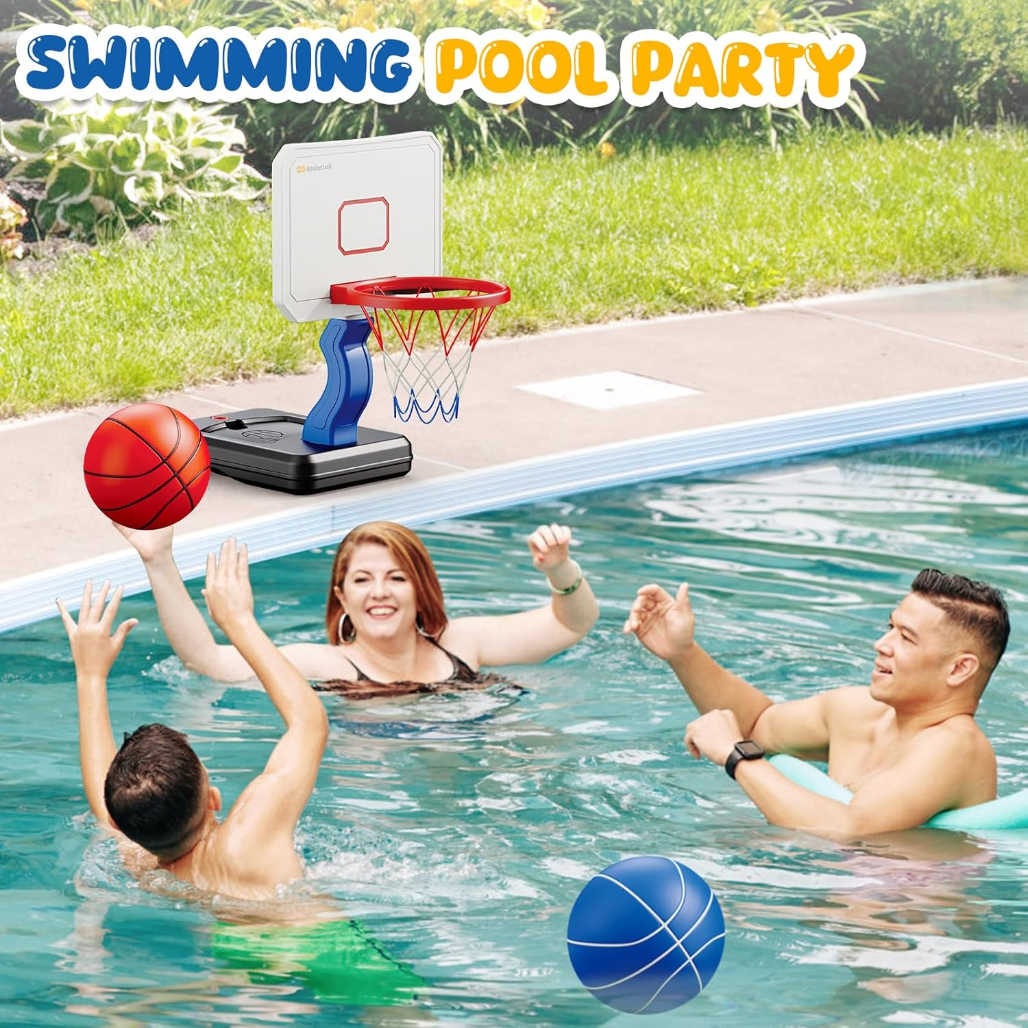 Toddler Basketball Hoop, Adjustable Height 2.3-4.5Ft Baby Basketball Goal Set with 4 Balls & Pump, Backyard Poolside Basketball Toy for Boys & Girls Birthday Gift image number 4