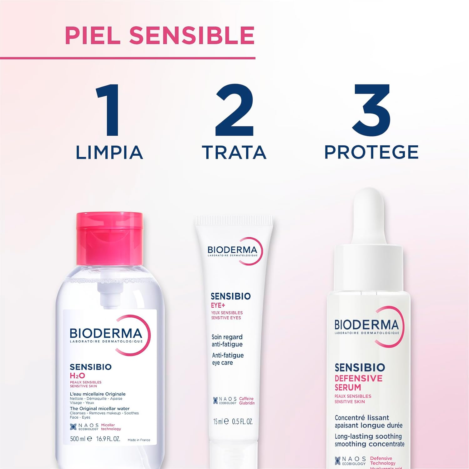 Bioderma - Sensibio - H2O Micellar Water Pump Bottle - Soothing Makeup Remover Cleanser Solution for Sensitive Skin, 500Ml image number 5