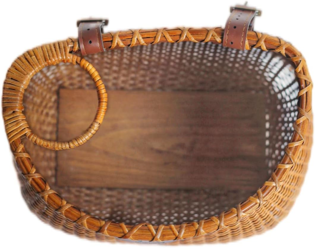 Bike Basket for Women'S Beach Cruiser or Scooter the Original Wicker Bicycle Baskets with Built in Cup Holder for Front Handlebar-Classic Vintage Style Handmade Natural Rattan Wicker image number 1