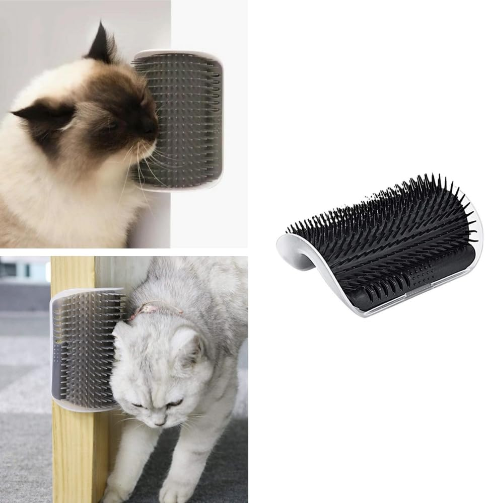 Changyeah Pack of 4 Soft Cat Brush, Massage Corner Cat Pet, Wall Corner Cat Brush, Cat Toy with Catnip, Massage Corner for Cats, for Massaging Fur Removal (Black) image number 6
