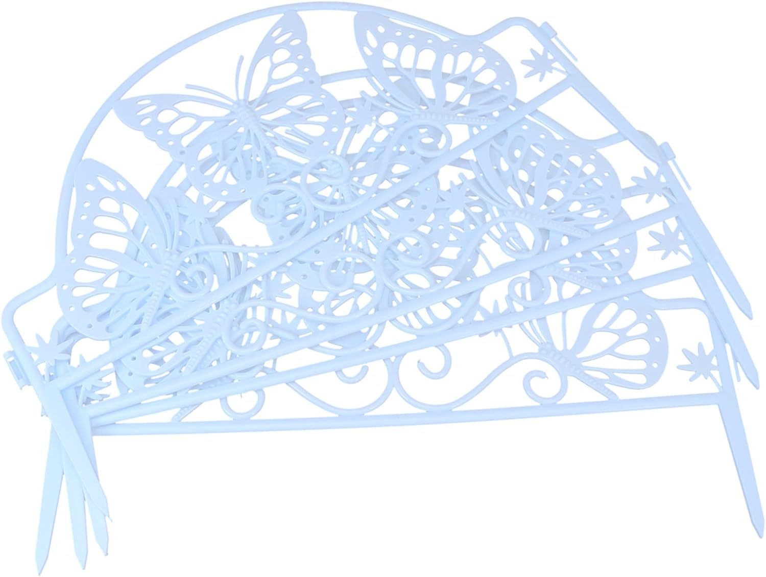 Parliky Plastic Garden Fence Panels 4PCS White Ground-Inserted Decorative Edging European Style Fence Ornament for Courtyard Lawn Flowerbeds Outdoor Landscape Border image number 3