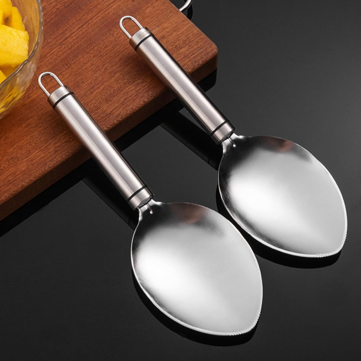 SEWACC 2Pcs Mango Prep Tool Set with 304 Stainless Steel Peeler, Dicer and Scooping Spoon for Skin Removal and Cubes Cutting, Kitchen Gadget for Home Fruit Preparation and Travel Use image number 5