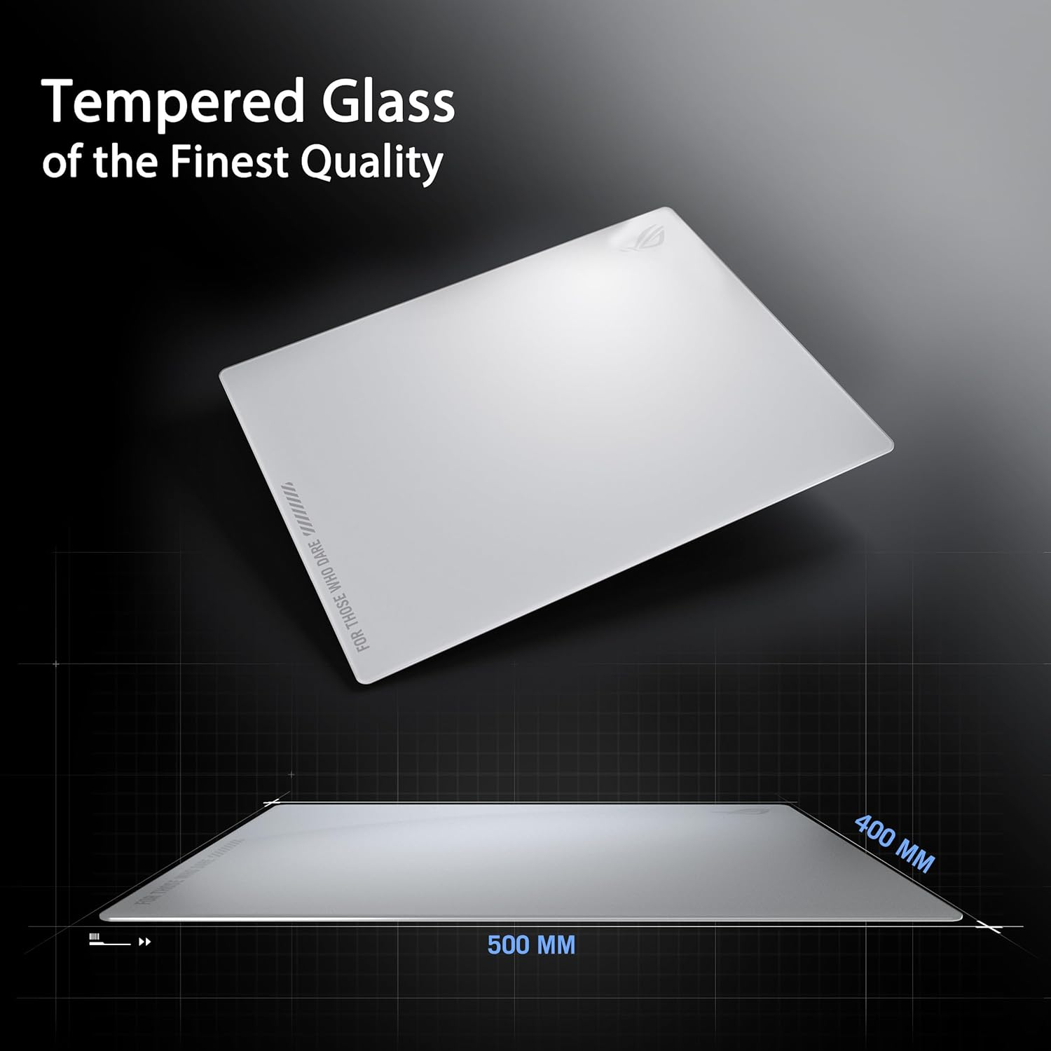 ASUS ROG Moonstone Ace L Glass Gaming Mouse Pad, Ultra-Smooth Surface, Noise-Reducing Design, 9H Tempered Glass, Impact & Scratch Resistant, Anti-Slip Silicone Base, 500 X 400 Mm, Moonlight White image number 4