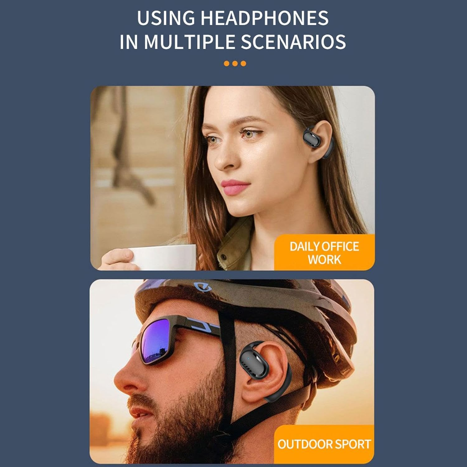 Wireless Earbuds for Running | Single Earpiece Headphones with Earhooks 5.3 11H Talktime Microphone Headset Perfect for Work Driving Fitness Sports Outdoor Activities Hands-Free Calling Long image number 1