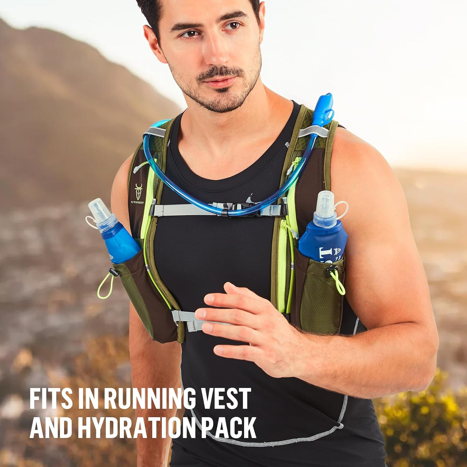 UTOBEST Soft Flask, 2 Pack Soft Flask Running Bottles 250Ml,Tpu Foldable Running Flask, Portable Collapsible Flask Handheld for Travel Traveling Hiking Cycling City Walk