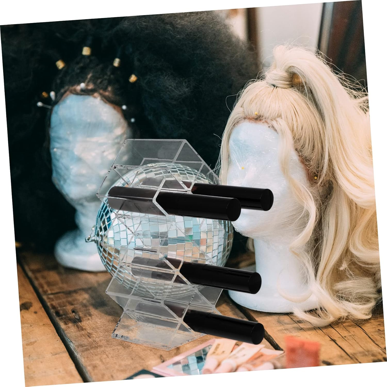 FRCOLOR Cosmetics Storage Rack Acrylic Lipstick Display Stand for Lipstick and Lip Balm Organization Tabletops in Bedrooms Living Rooms image number 5