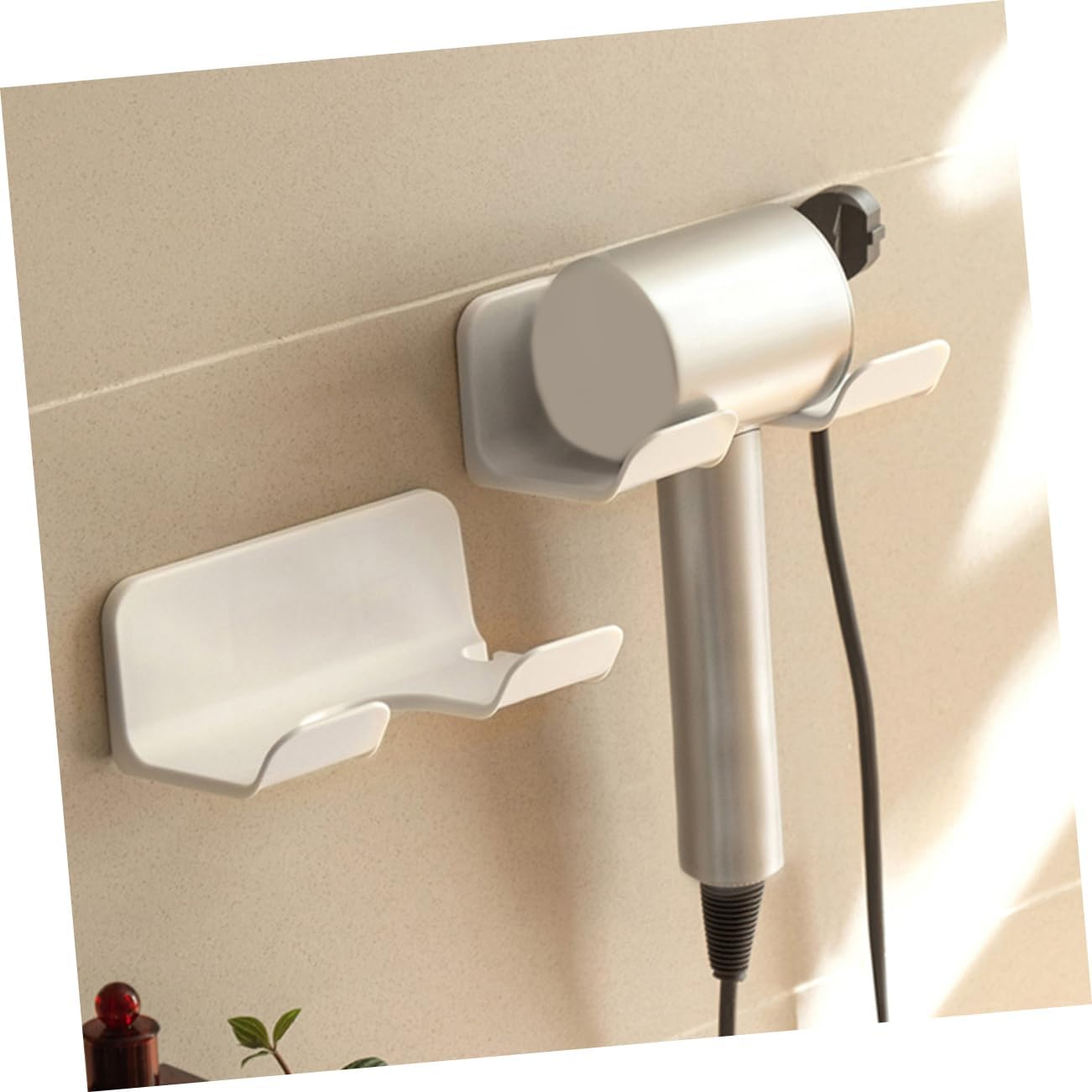 Garneck Wall-Mounted Hair Dryer Holder Design Space-Saving Bathroom Organizer Suitable for Home Barber Shops Easy Install White Finish