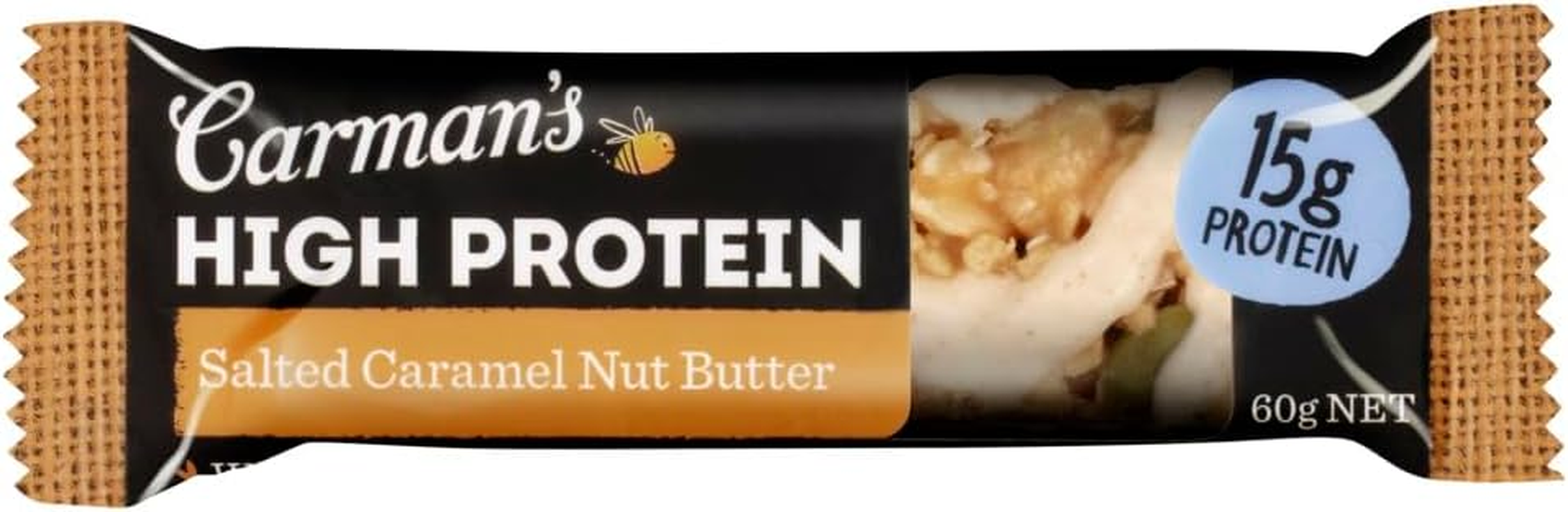 Carman'S High Protein Salted Caramel Nut Butter Bar - 9 X 60G (Pack of 9) image number 2