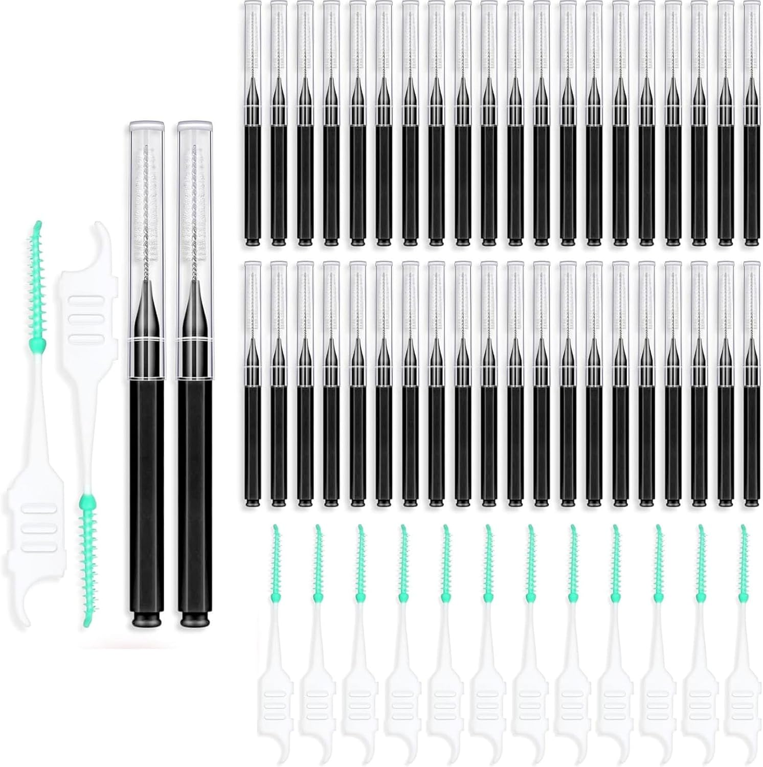 300PCS Interdental Brushes for Braces, Soft and Bendable Dental Brush for Orthodontic Braces, Braces Cleaner Brush Tooth Pick Teeth Flossers Brushes for Teeth (Black and Blue) image number 6