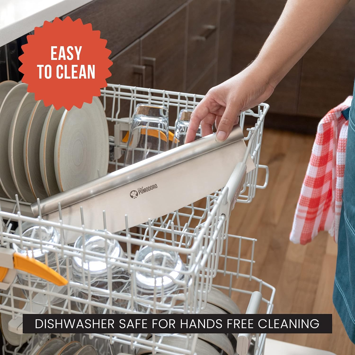 Chef Pomodoro Pizza Cutter Rocker Knife with Protective Cover, Multipurpose 14 Inch Mezzaluna Chopper with Super Sharp Stainless Steel Blade, Blade Cover, Premium Pizza Accessories Dishwasher Safe image number 2