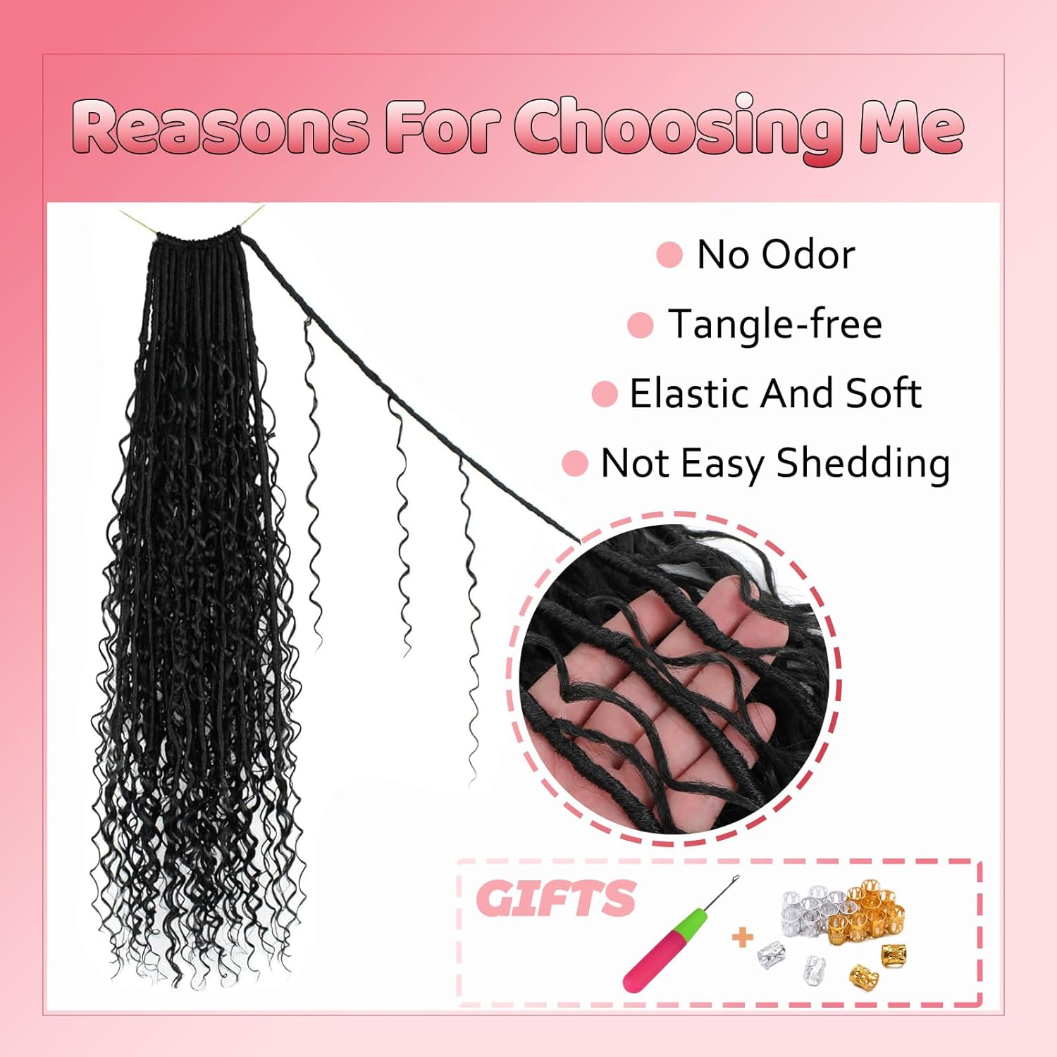 XIIMENALU Boho Faux Locs Crochet Hair 8 Packs Goddess Soft Locs with Curly Ends Pre-Looped Bohemian River Locs Crochet Hair Extensions for Black Women (1B#, 30 Inches (Pack of 8))