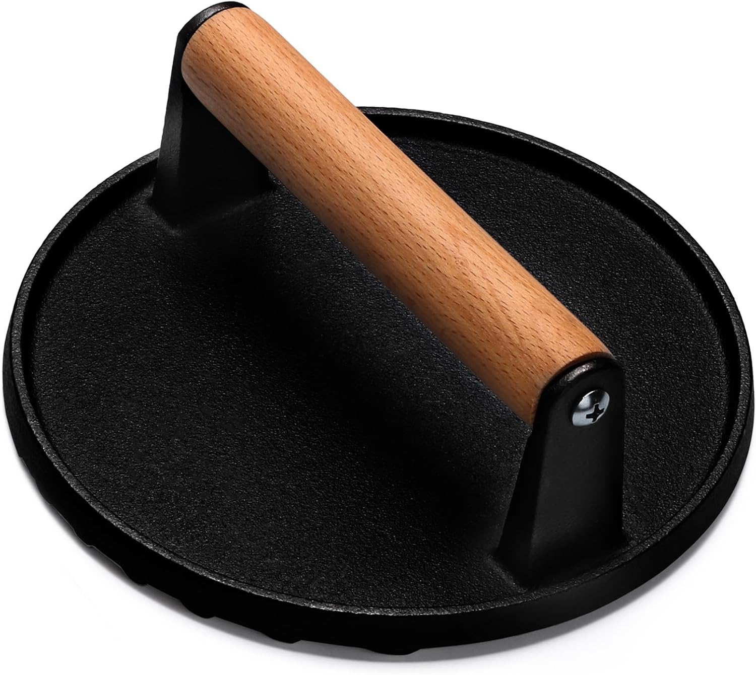 EWFEN Burger Press, 7" round & 8.2"X4.3" Rectangle Heavy-Duty Cast Iron Smash Bacon Press Meat Steak with Wood Handle for Griddle, Sandwich, Nonstick Pan