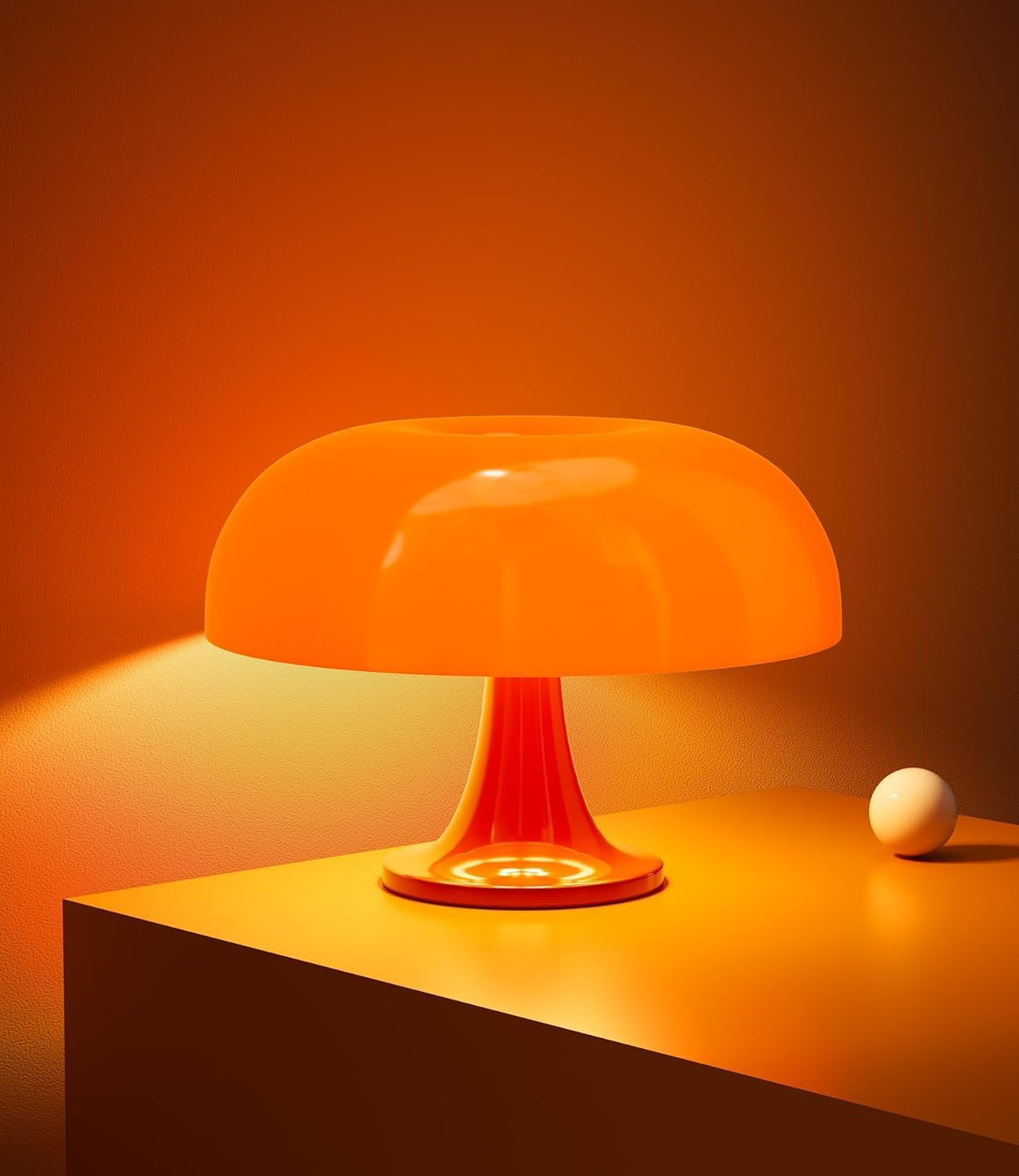 Orange Mushroom Lamp, Vintage Table Lamps, Mid Century Modern Retro Mushroom Table Lamps, Touch Lamps Bedside Charging Model，Dimmable Retro Lamps for Living Room Home Decor