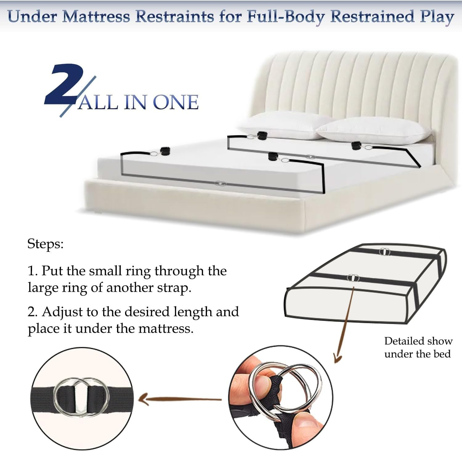 Sex Bondage Restraints BDSM Toys, Bed Restraints Couple Sex Toys with Sex Straps Bondage Cuffs Blindfold & Feather BDSM Kit image number 4