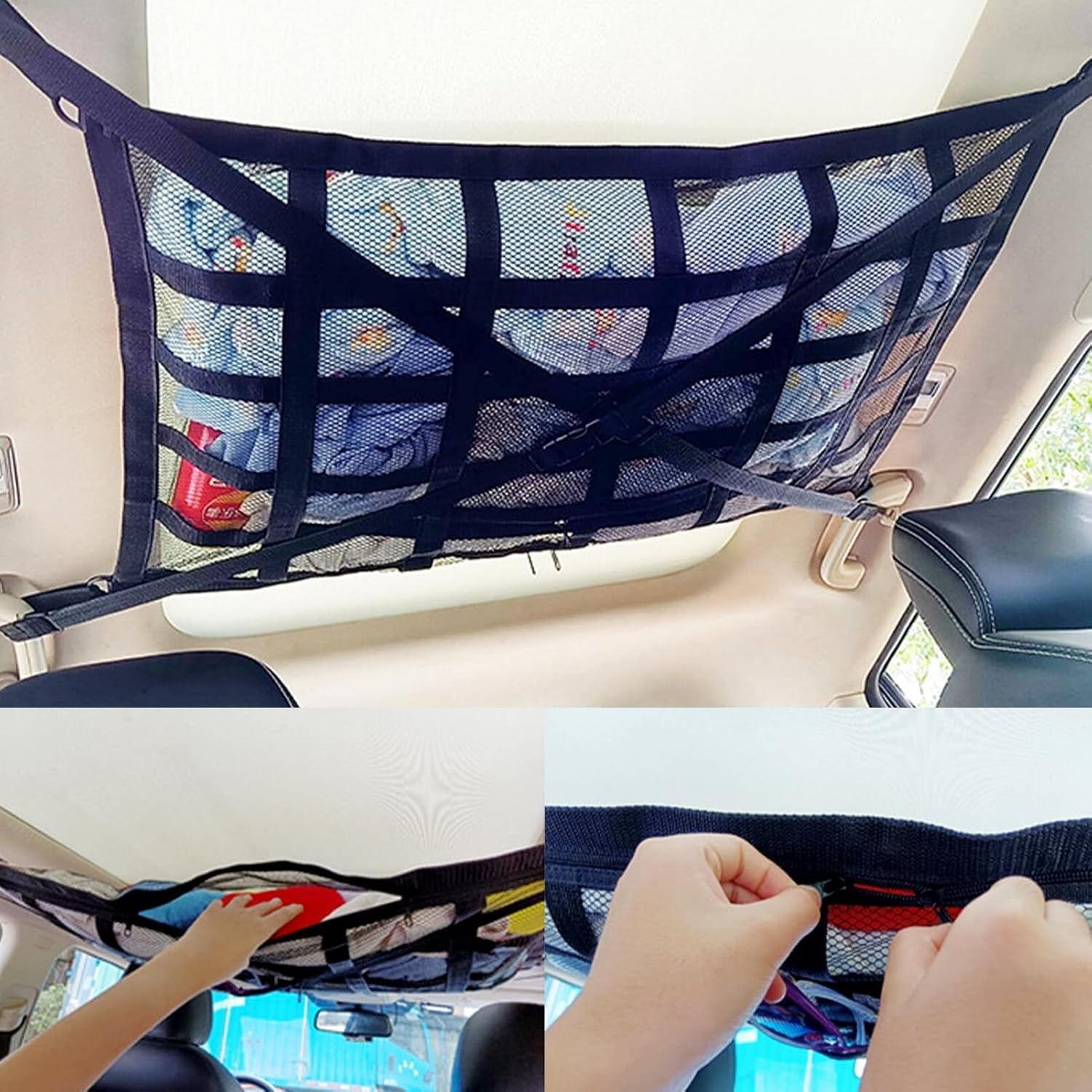 Tootoo Universal Car Ceiling Storage Net Car Roof Cargo Net Mesh Storage Bag Campervan image number 4