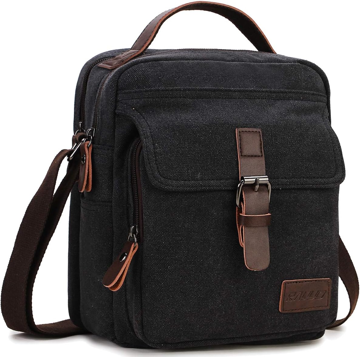 Small Messenger Bag for Men, RAVUO Water Resistant Canvas Satchel Purse Vintage Shoulder Crossbody Bag for Travel Work