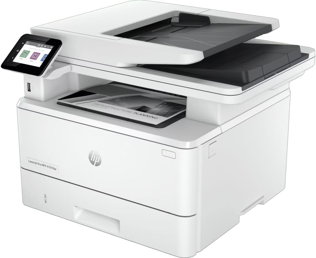 HP 4101FDW Laser Jet Pro MFP Wireless Printer with Fax, White image number 4